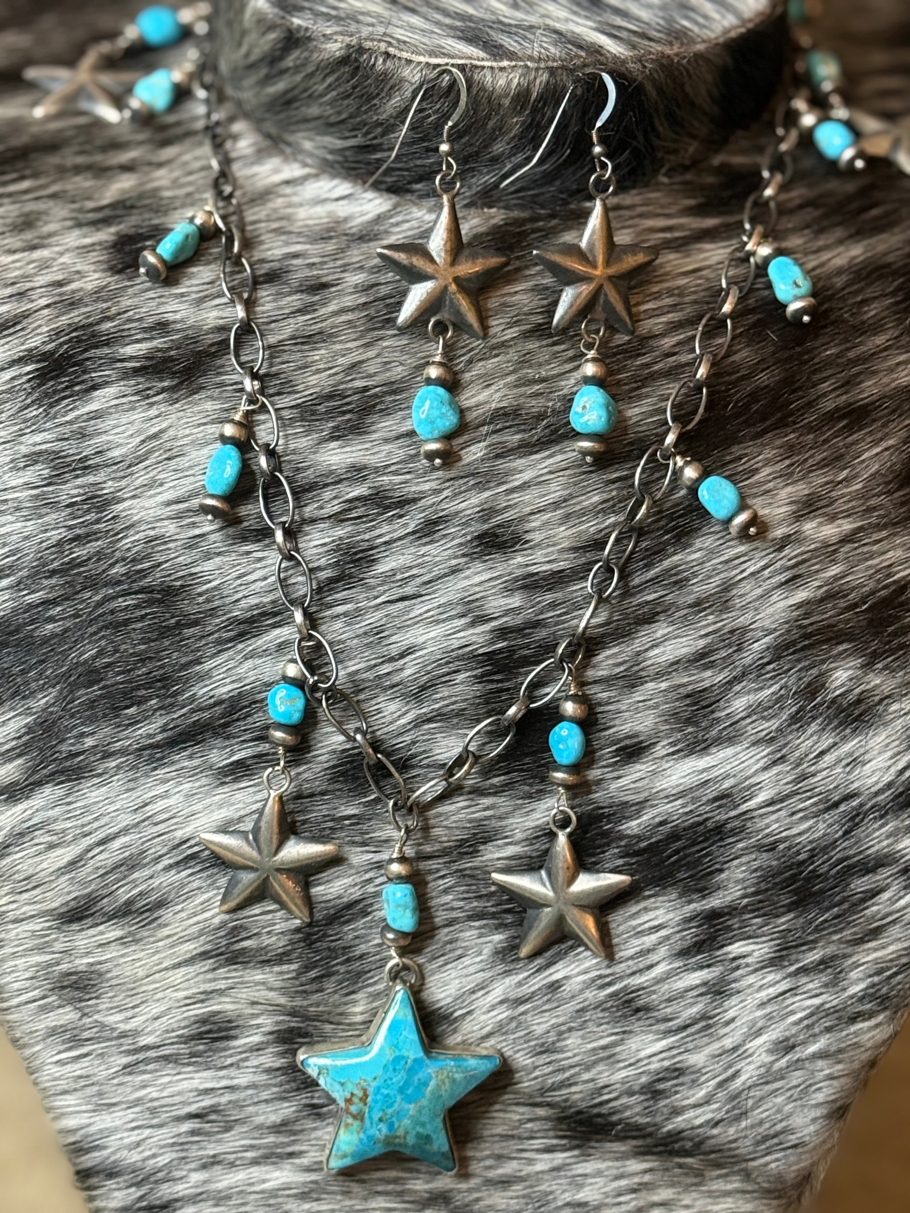 Native Emer Thompson turquoise star necklace & earrings