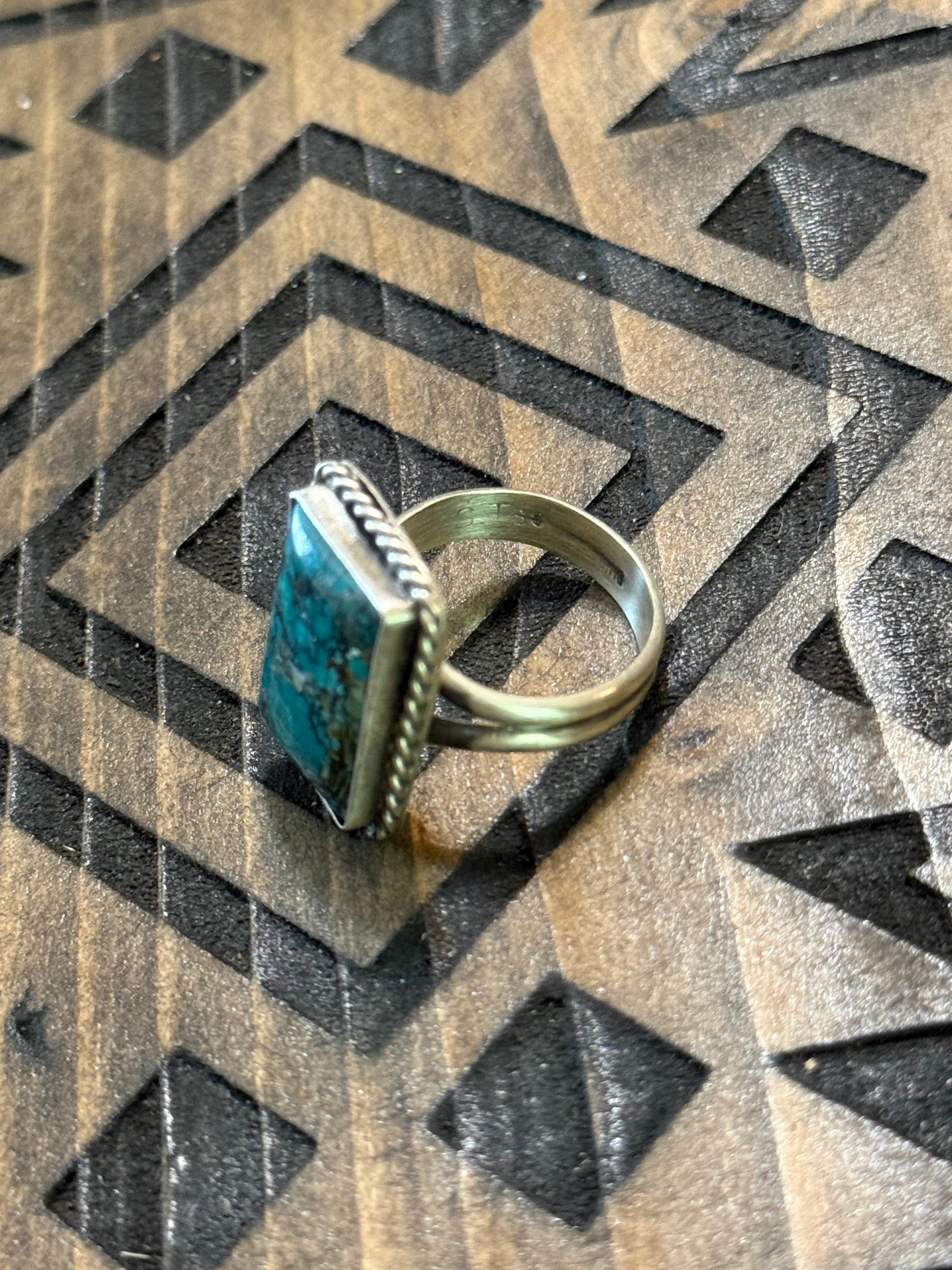 Navajo Sheila Tso turquoise adjustable ring