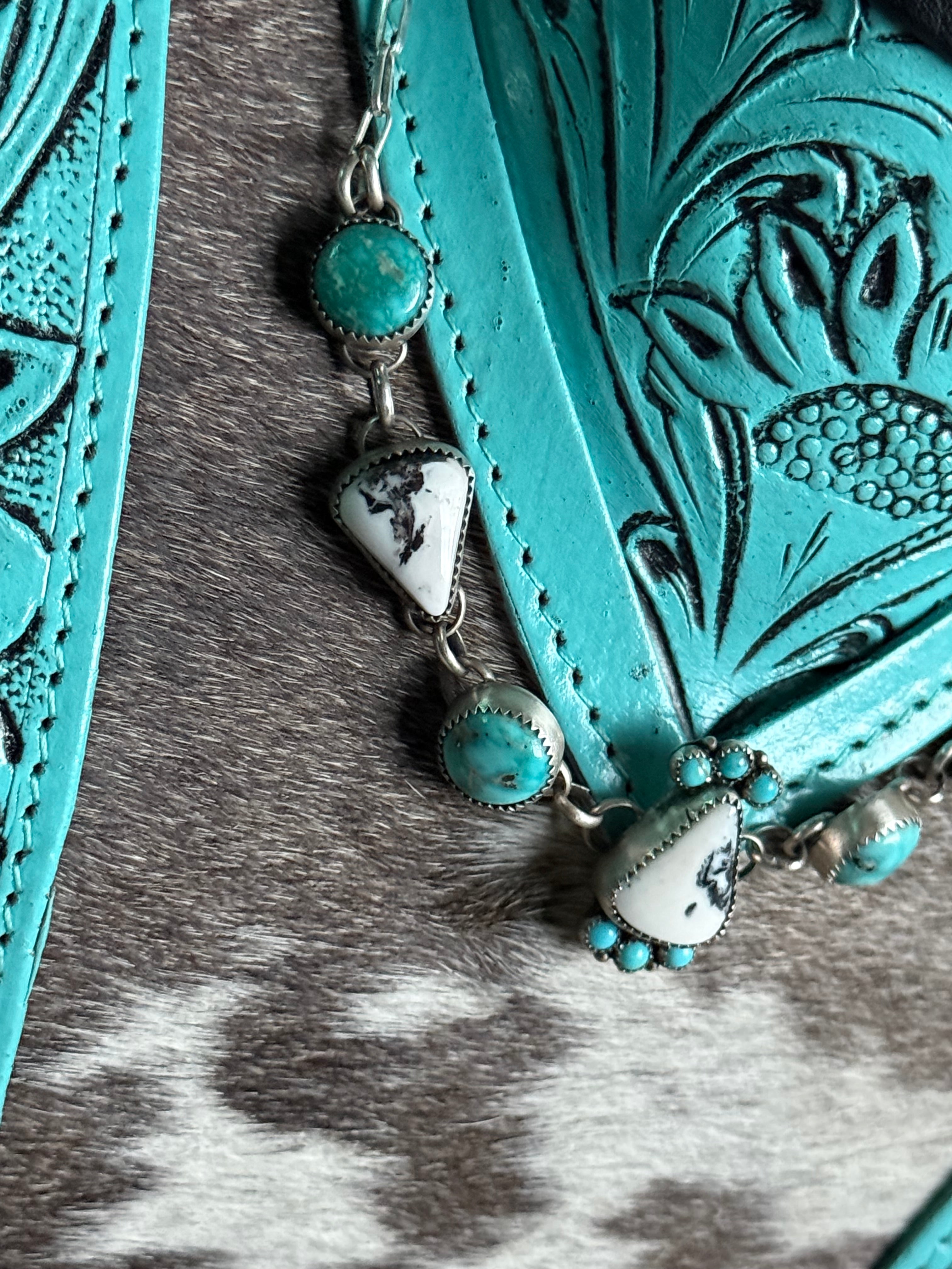 Turquoise and white buffalo choker necklace