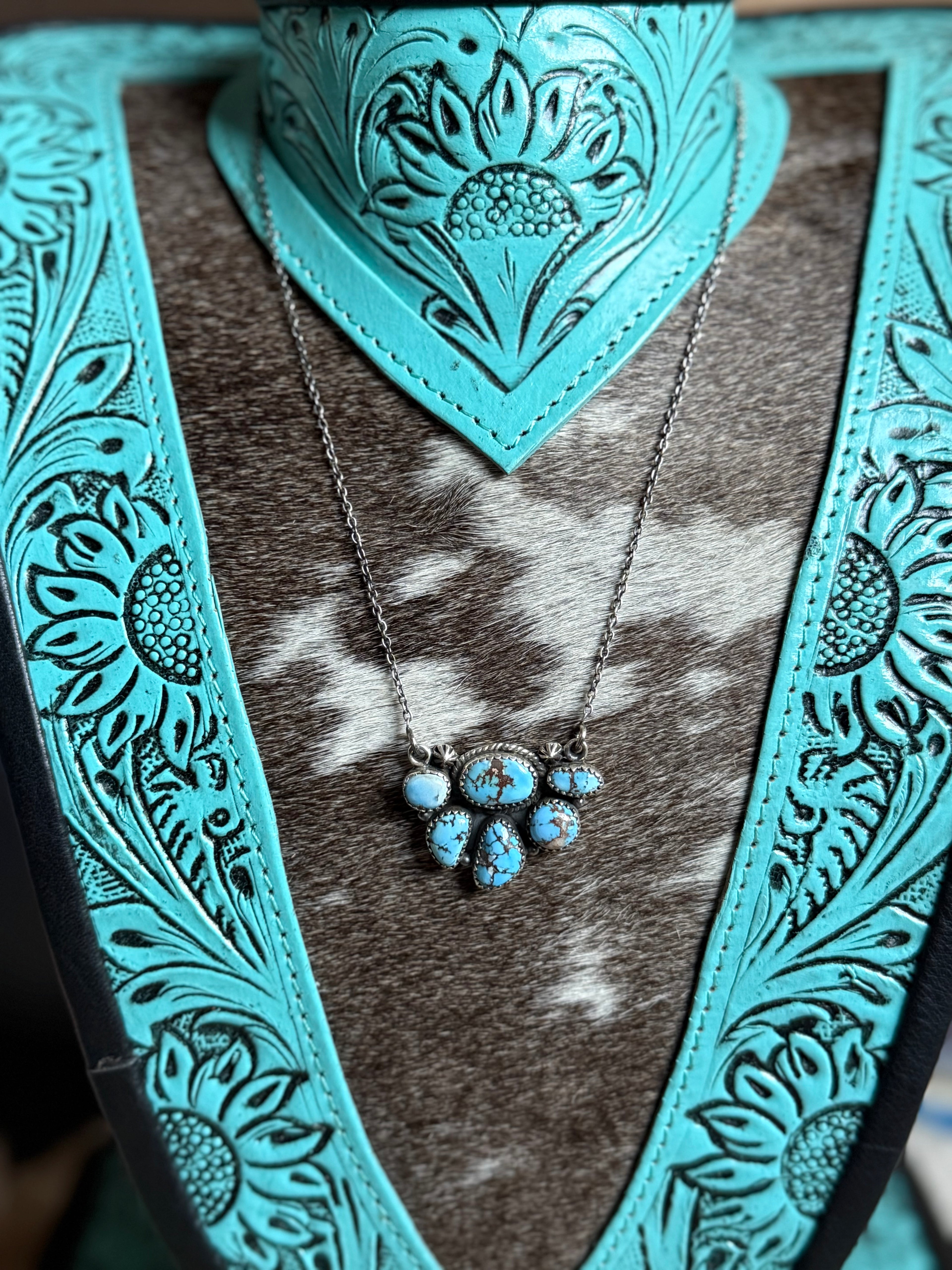 Golden hills turquoise cluster necklace