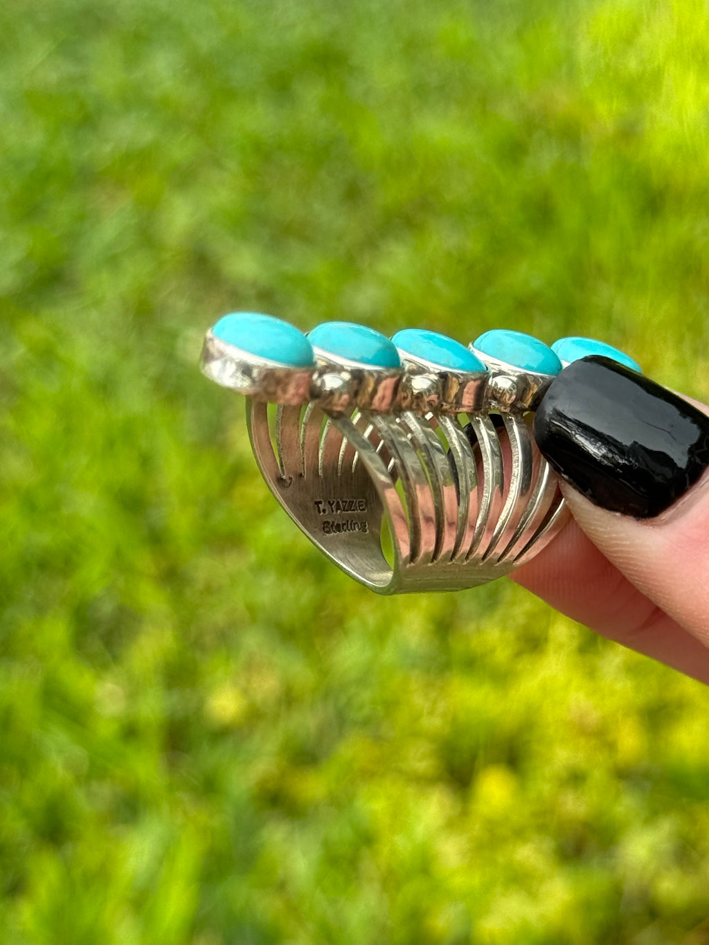 T. Yazzie 5 stone turquoise ring