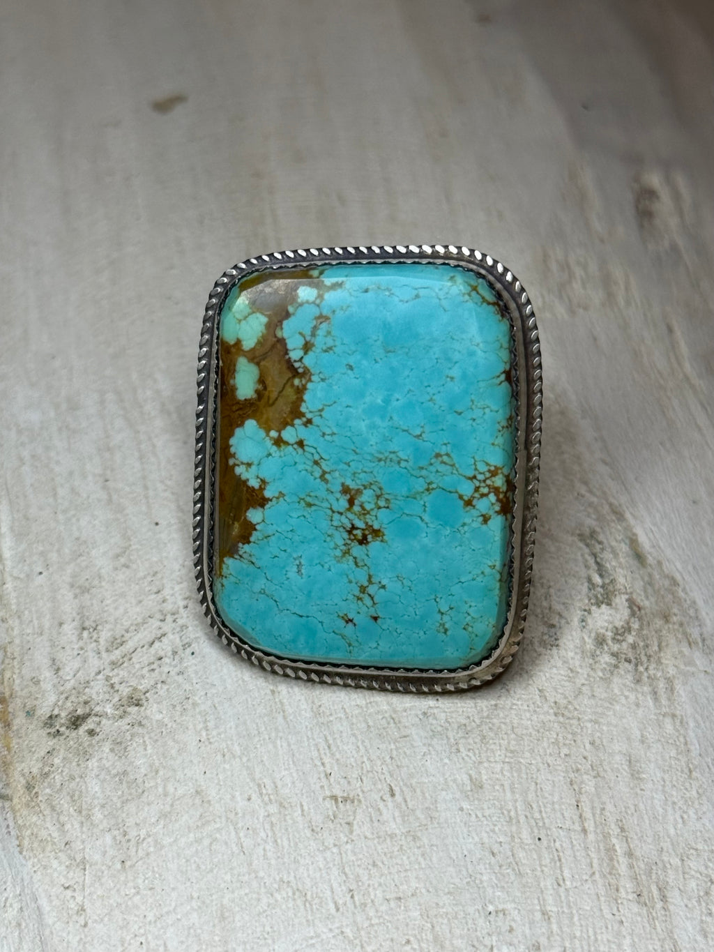 Native Leslie Nez turquoise slab ring