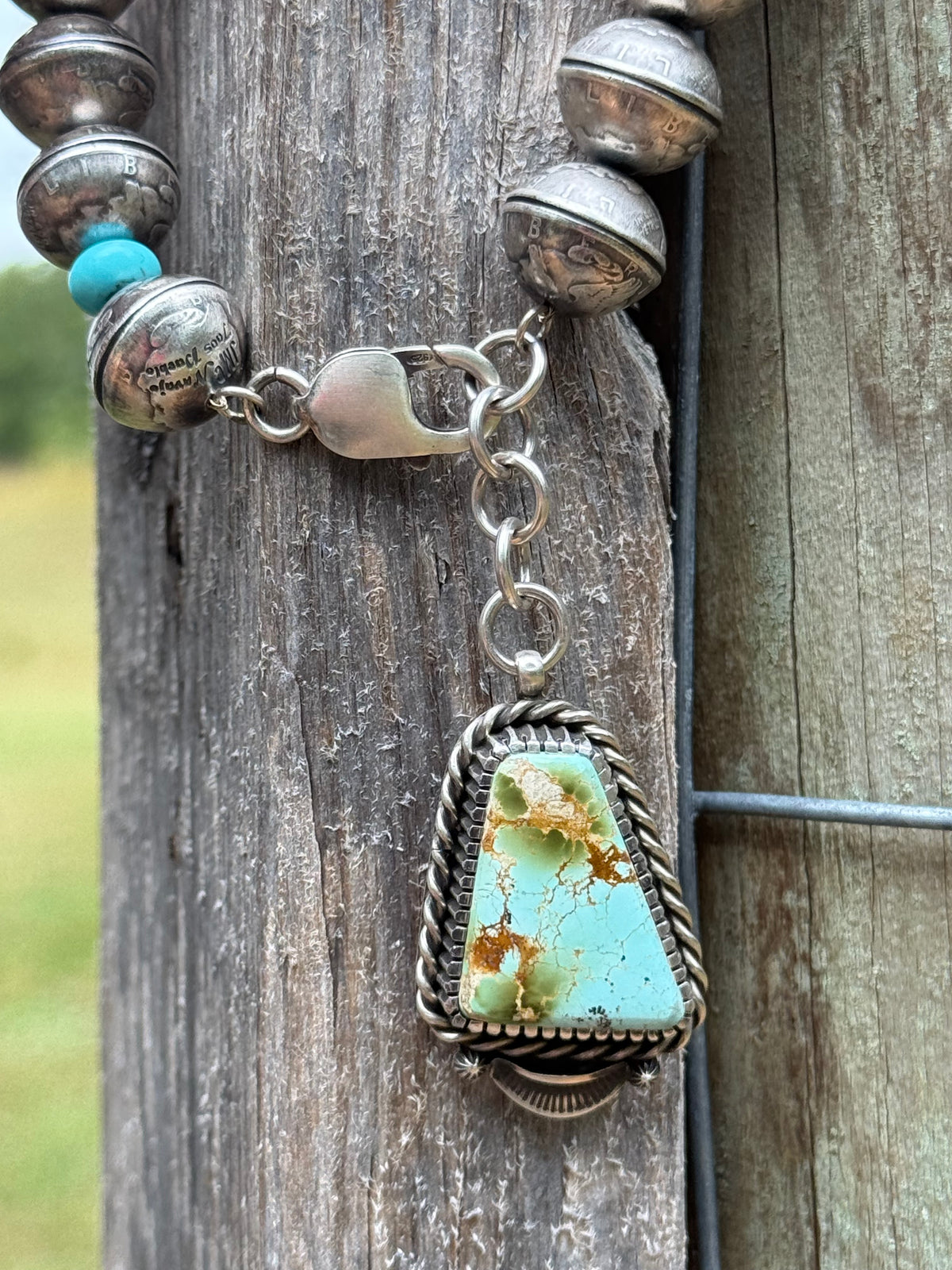James McCabe Mercury dime bracelet with turquoise charm