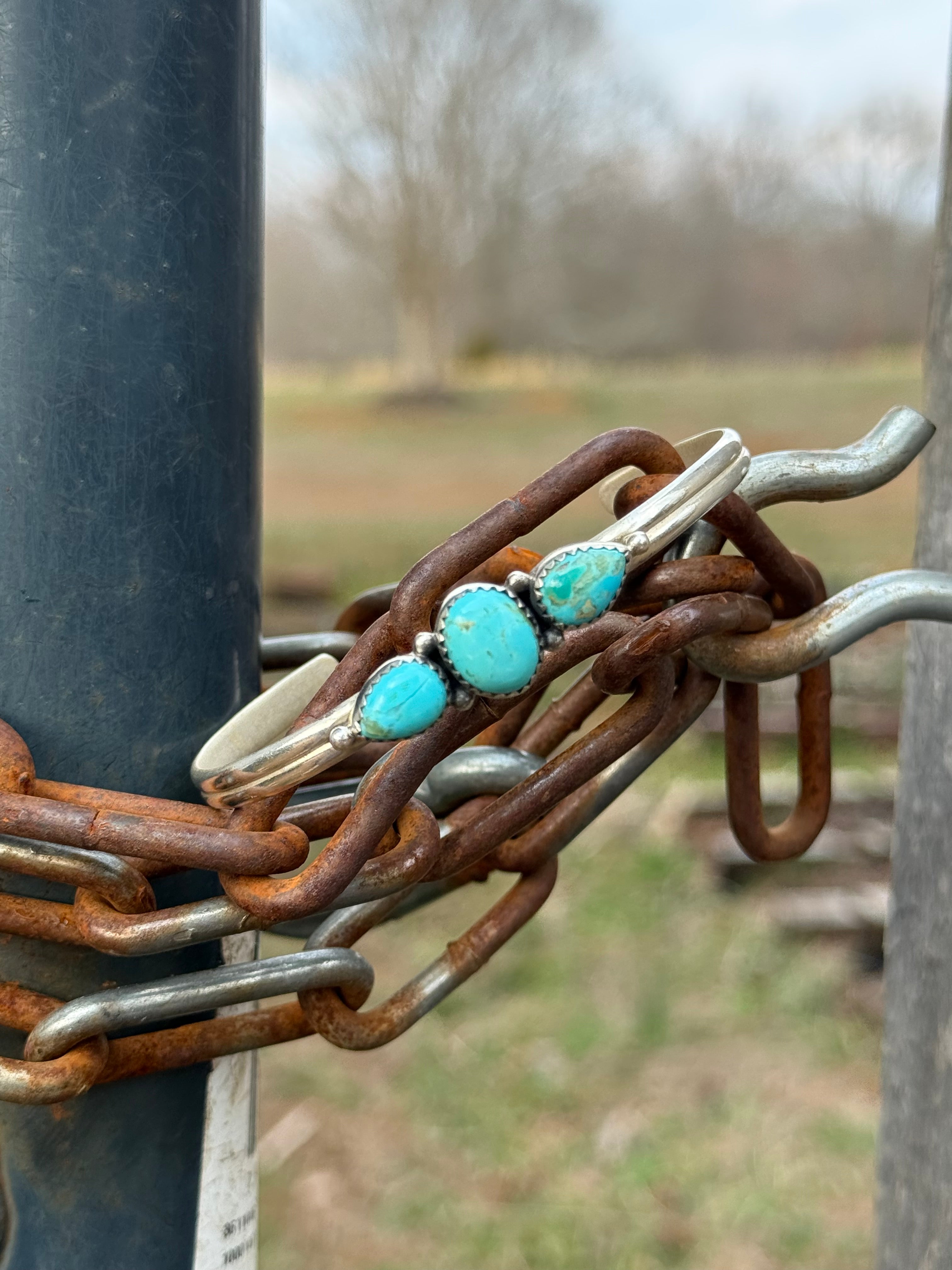 Turquoise 3 stone cuff