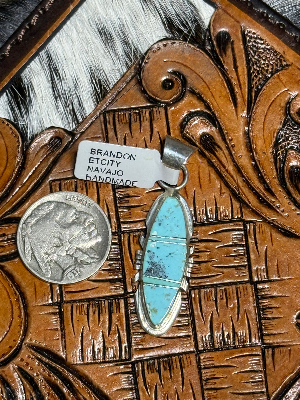 Navajo turquoise inlay pendant