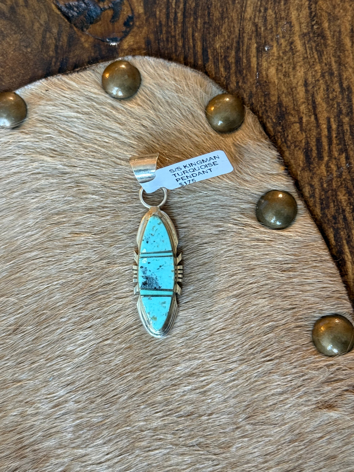 Native Brandon Etcity turquoise inlay pendant