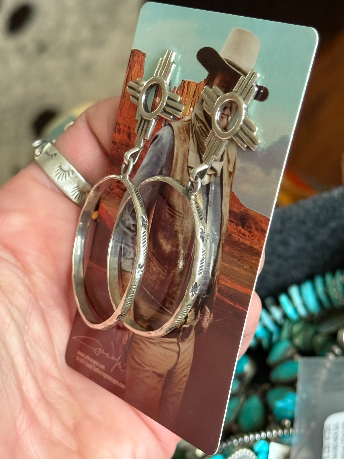 Native Zia stamped hoop earrings
