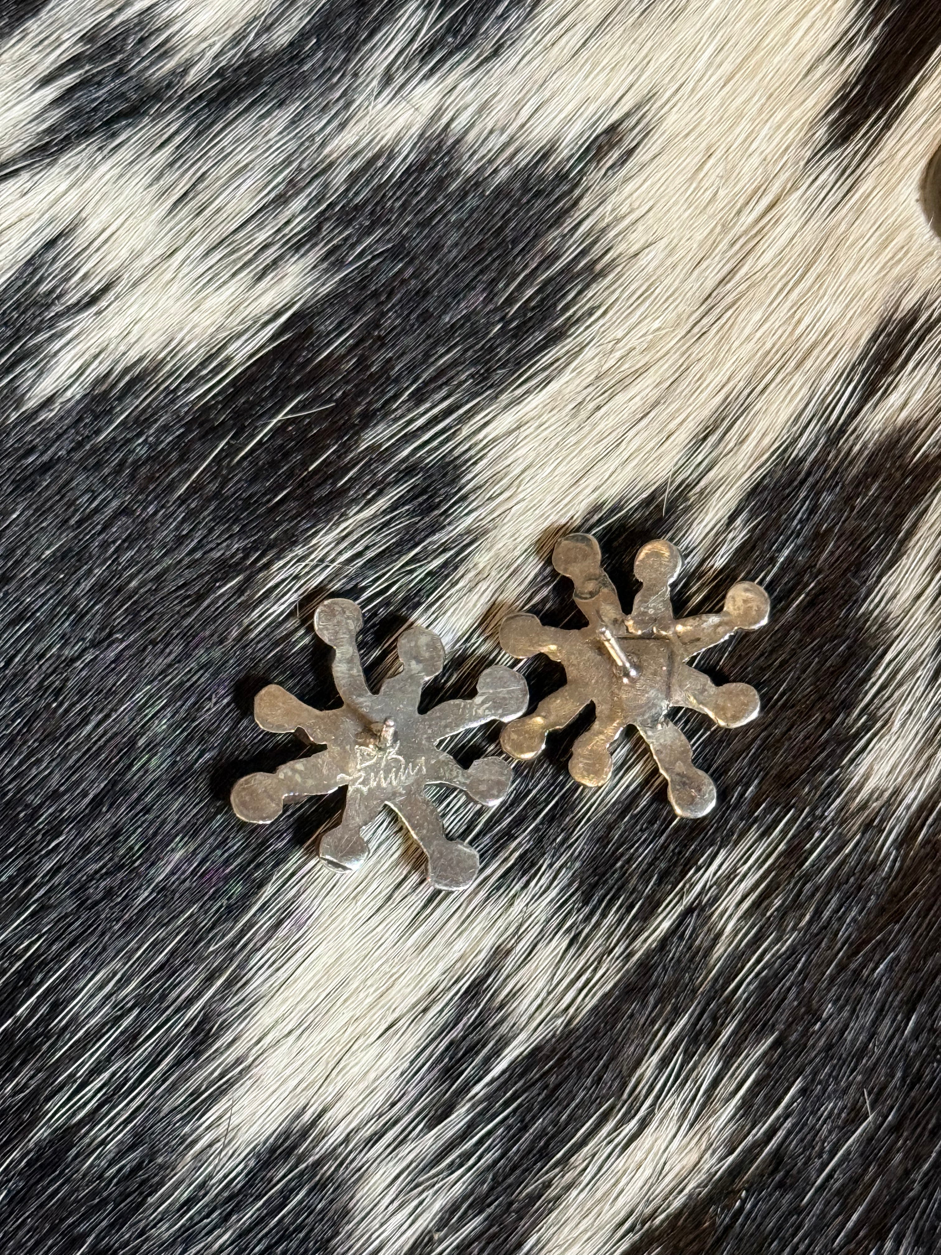 Signed Zuni turquoise needlepoint studs