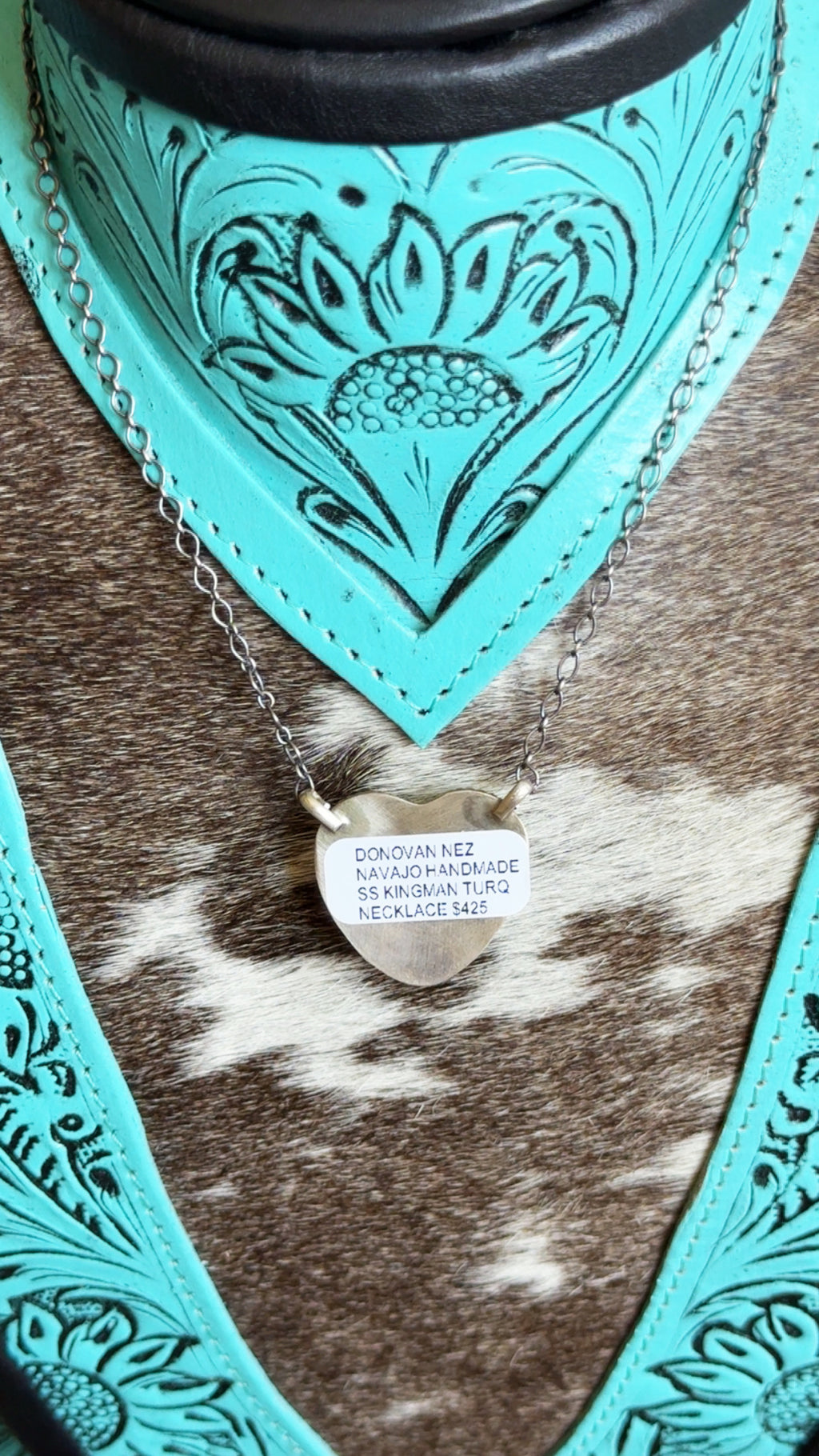 Navajo made turquoise heart necklace