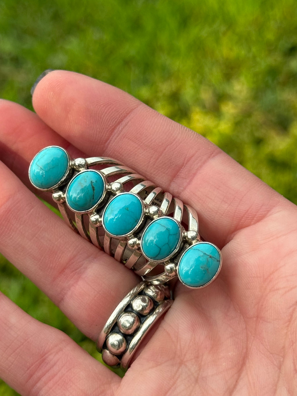 T. Yazzie 5 stone turquoise ring