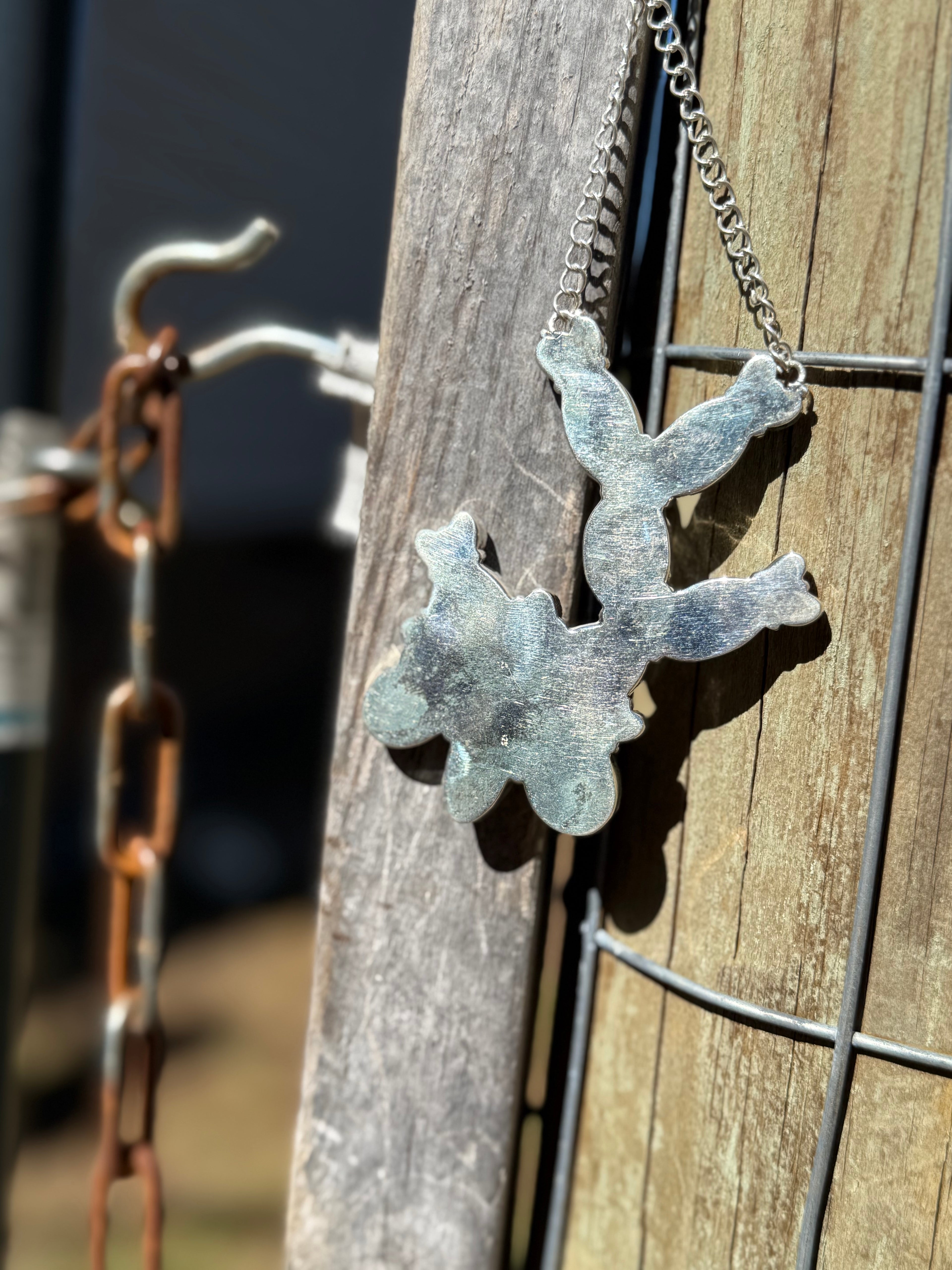 Turquoise and coral cactus necklace