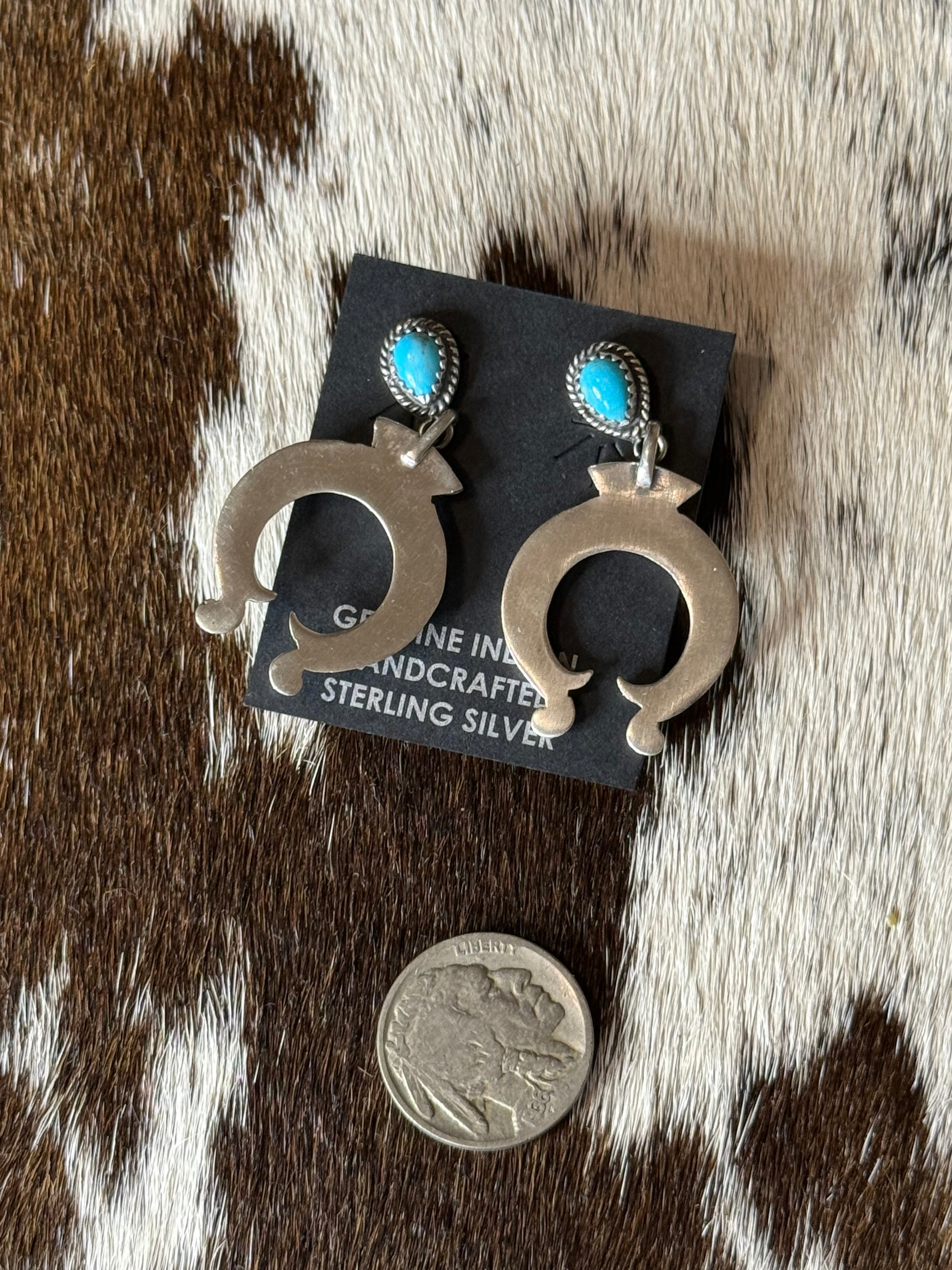 Native American made turquoise naja earrings