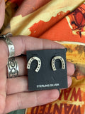 Sterling silver horseshoe stud earrings