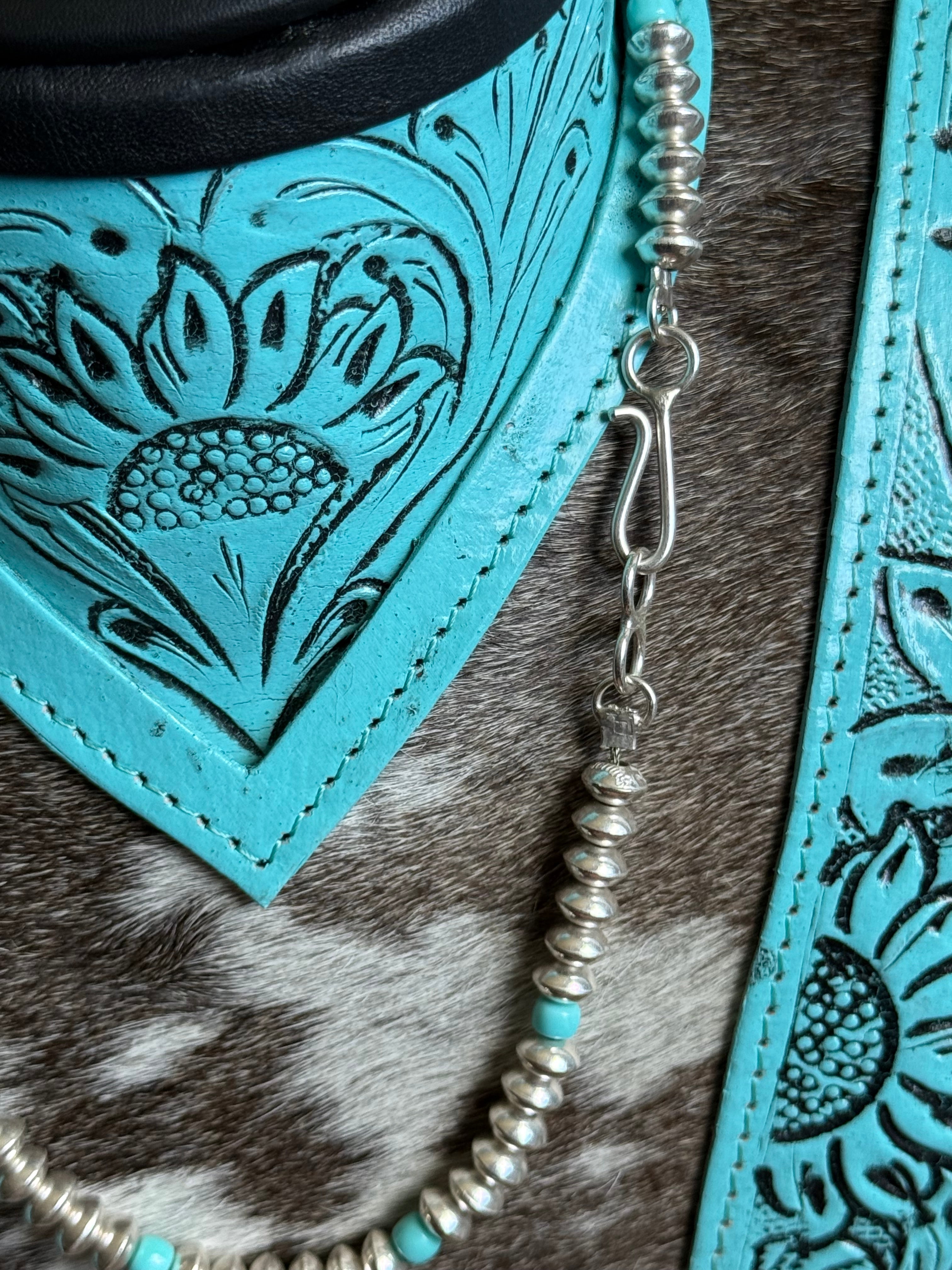 18” Native Crystal Haley 7 mm handmade Navajo pearls with turquoise necklace