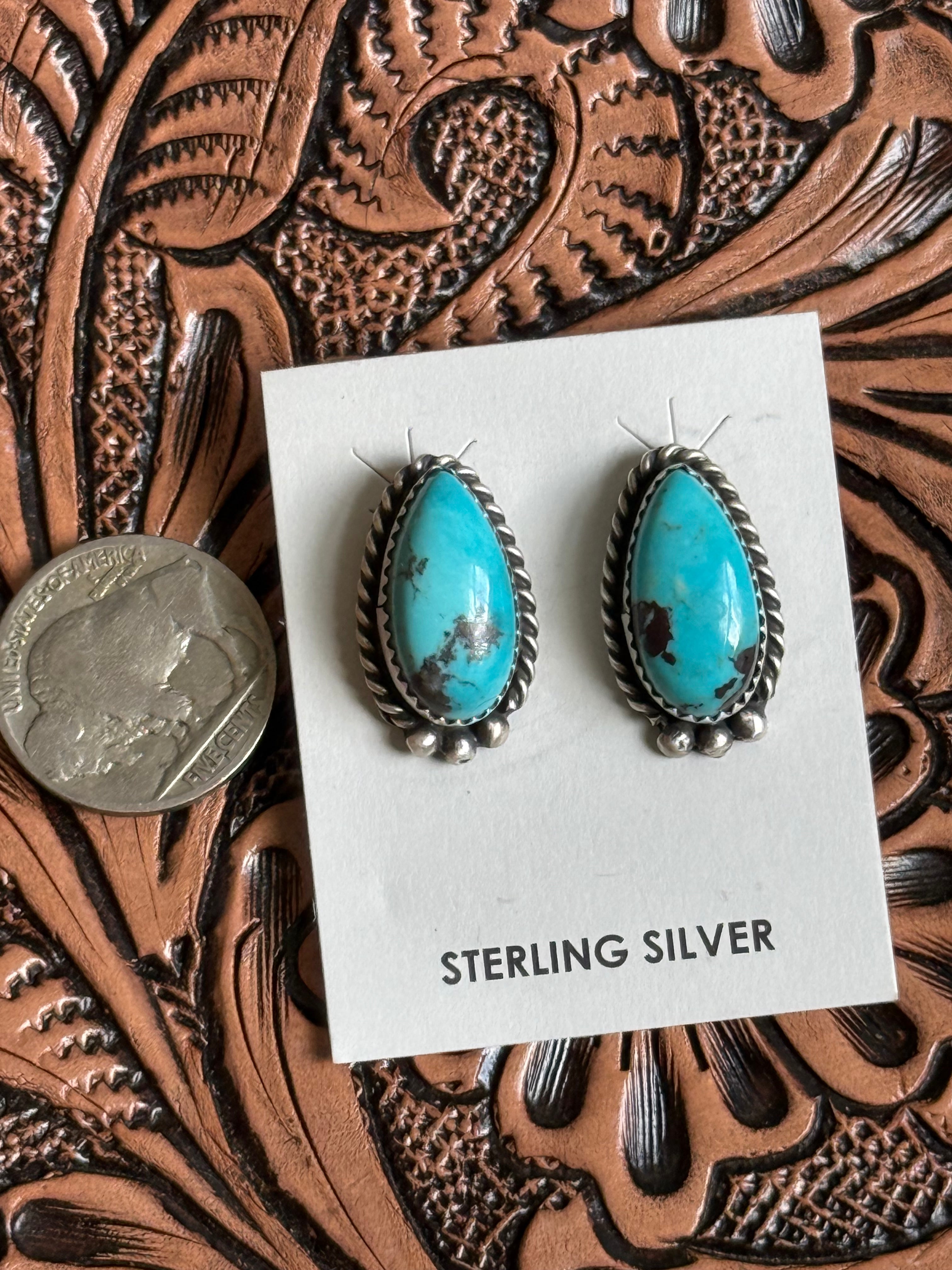Navajo handmade turquoise stud earrings