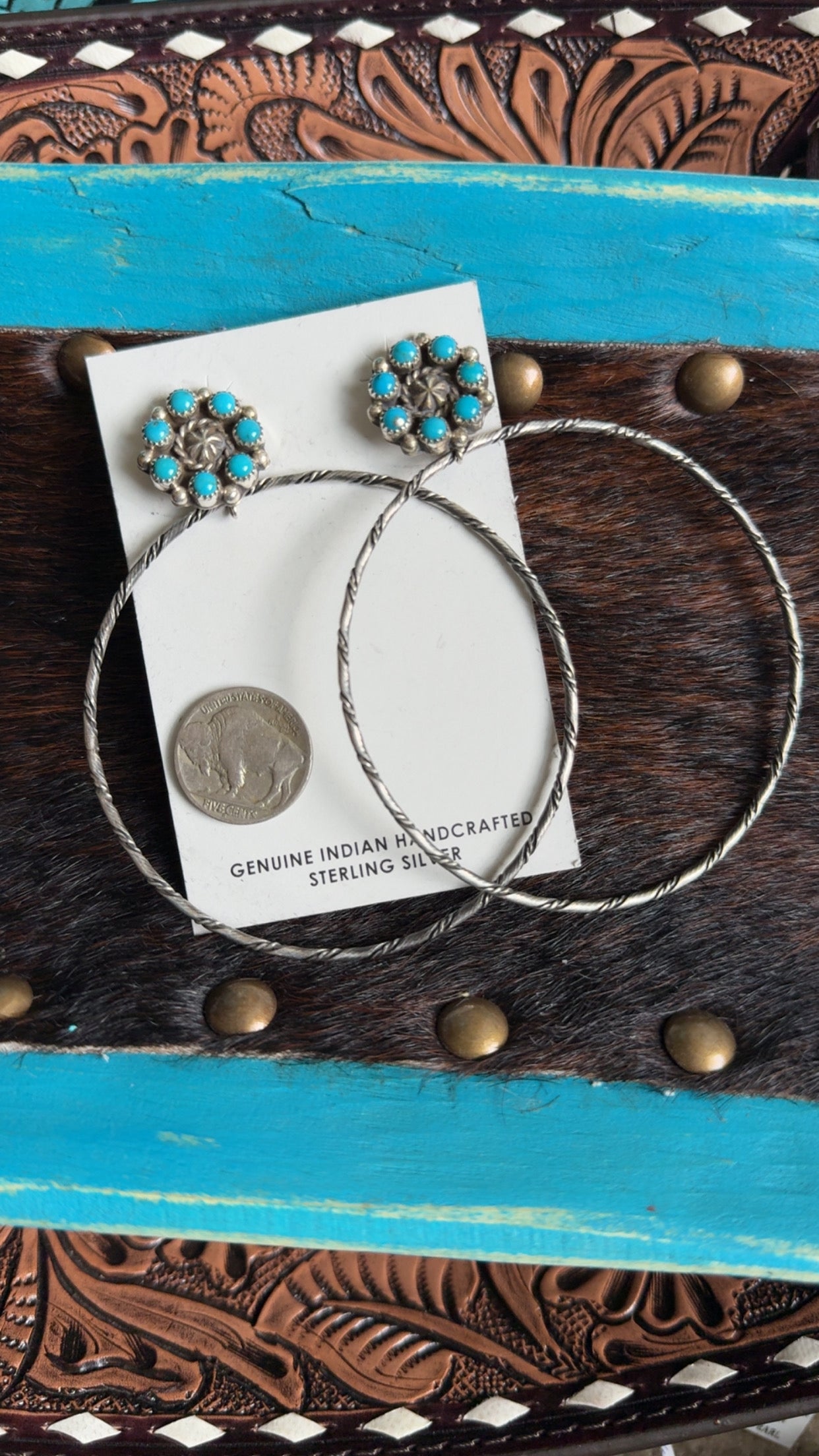 Native American turquoise hoops/bangles/pendants
