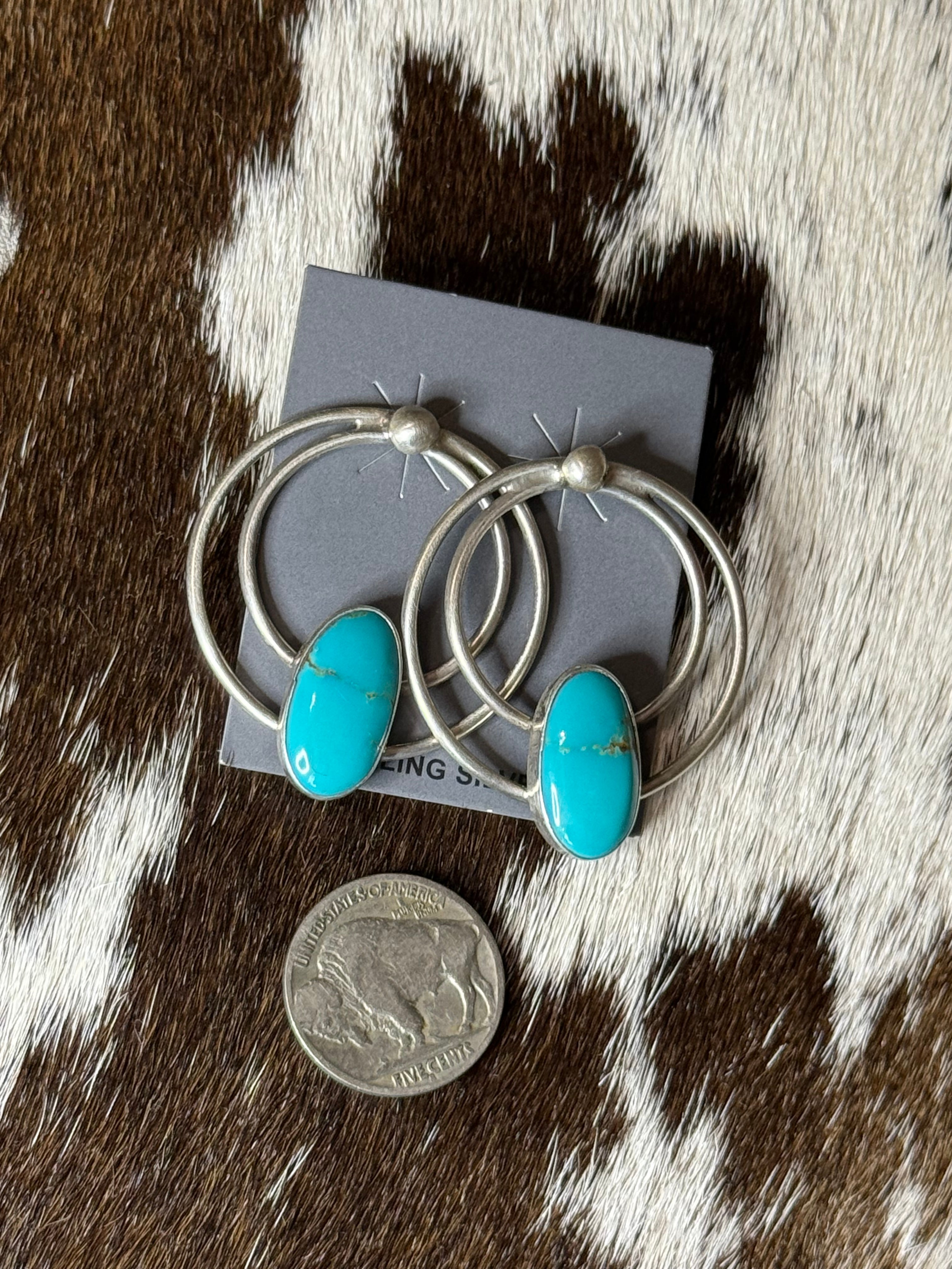 Geraldine James Navajo Kingman turquoise earrings