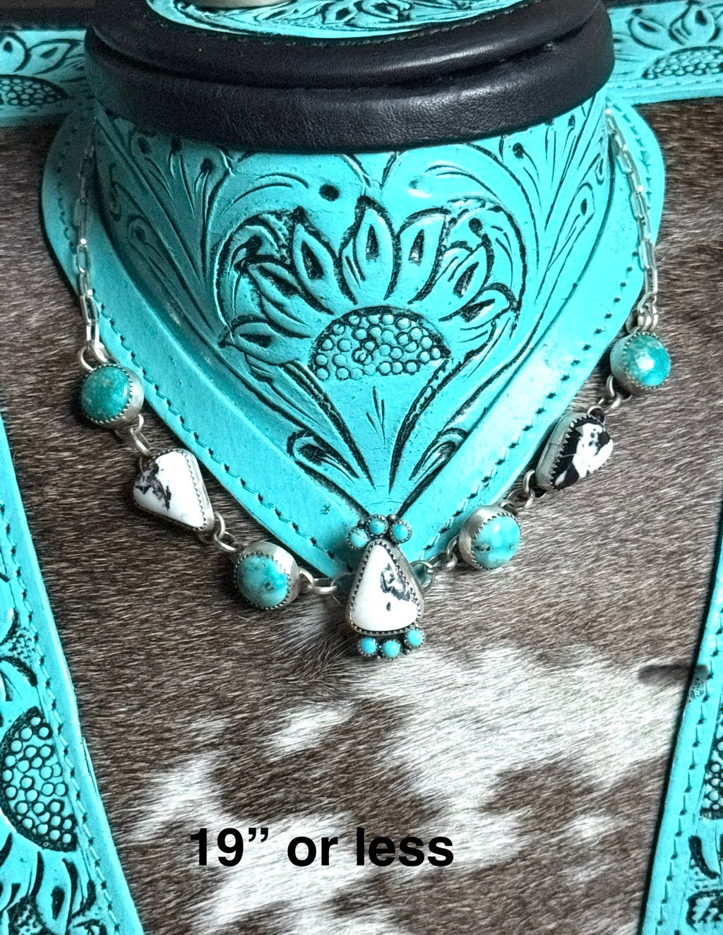 Turquoise and white buffalo choker necklace