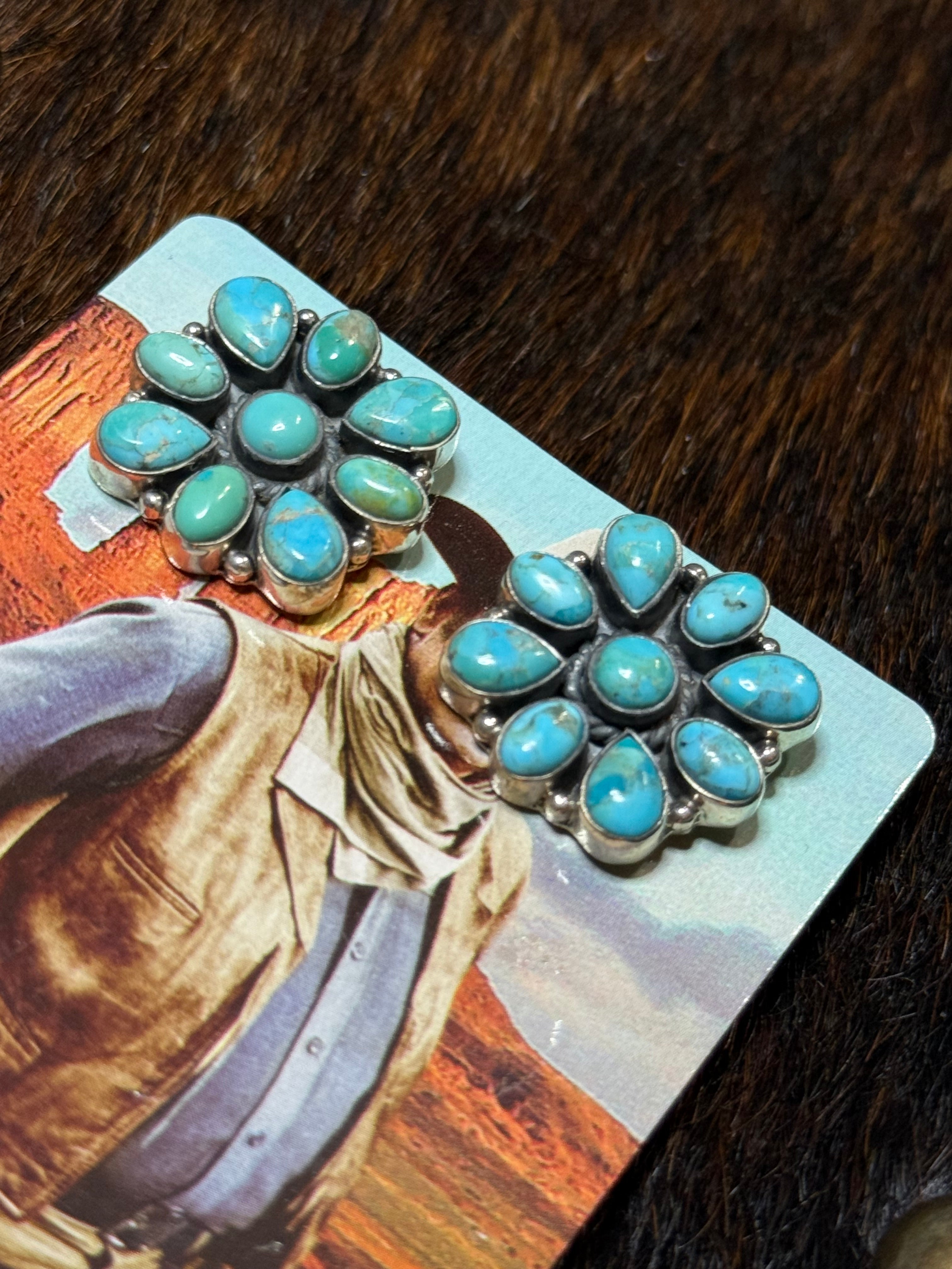 Turquoise cluster earrings