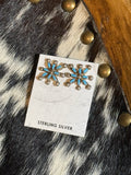 Signed Zuni turquoise needlepoint studs