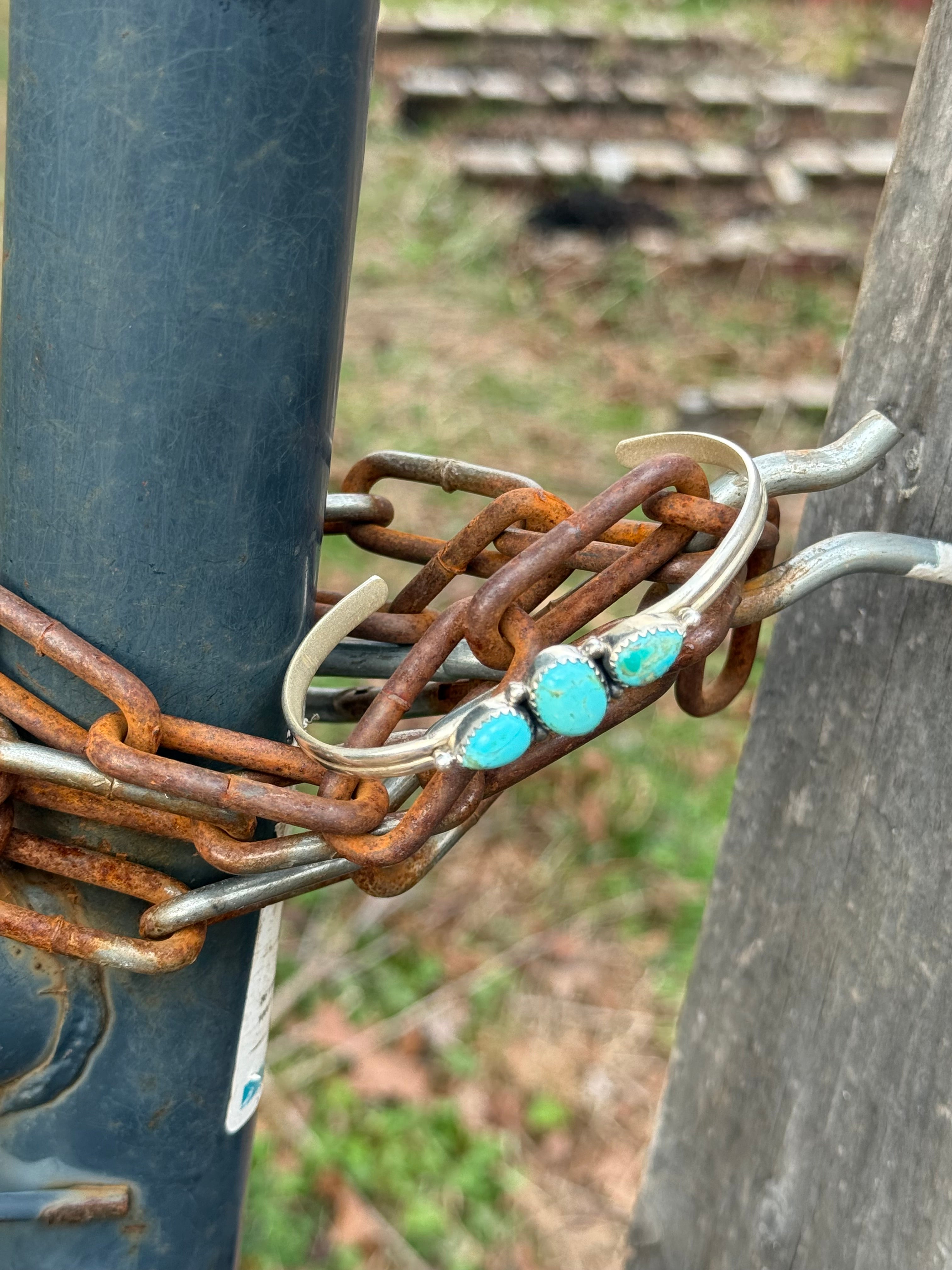 Turquoise 3 stone cuff