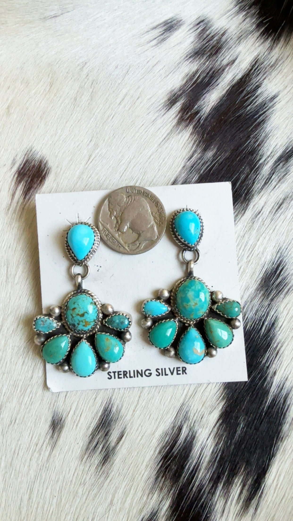 Native made turquoise statement earrings