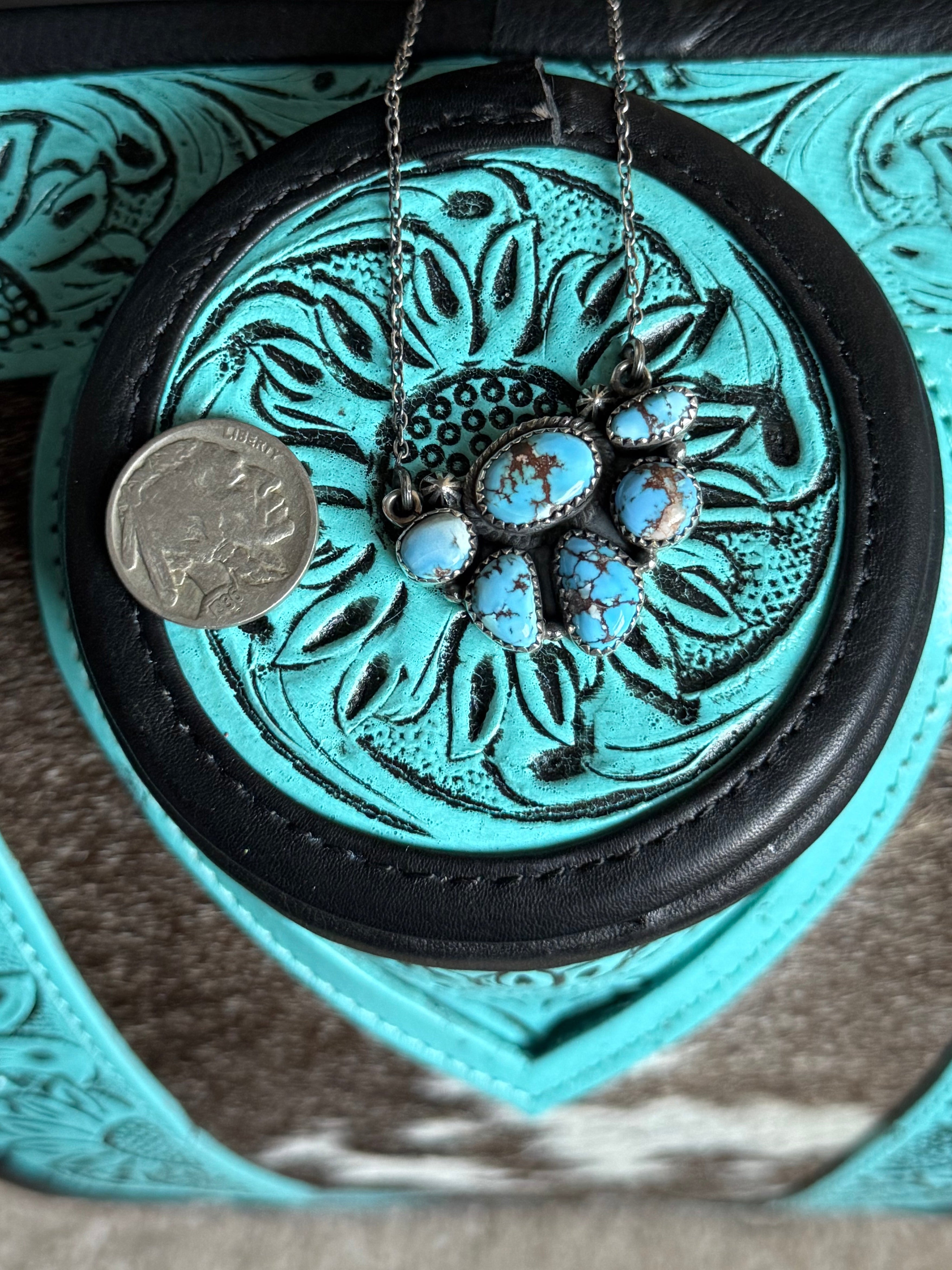 Golden hills turquoise cluster necklace