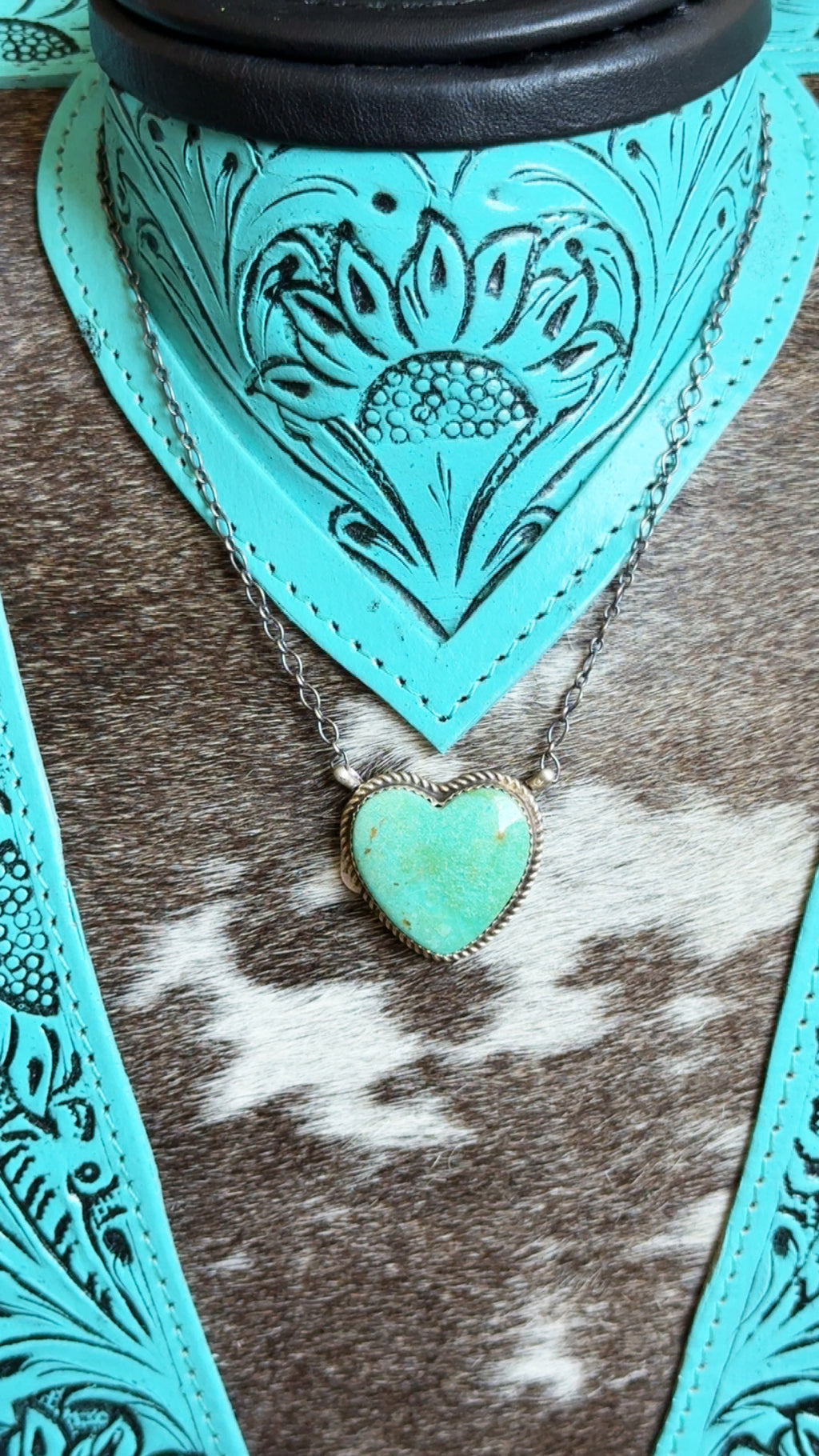Navajo made turquoise heart necklace