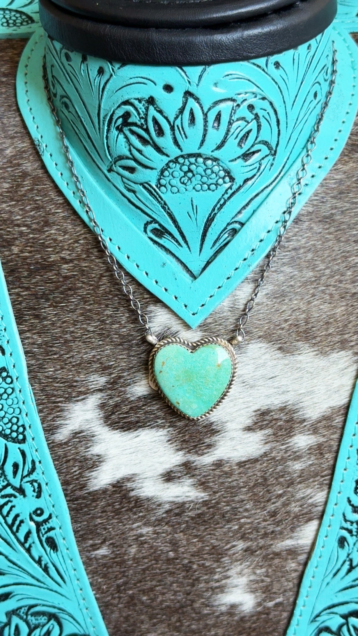 Navajo made turquoise heart necklace