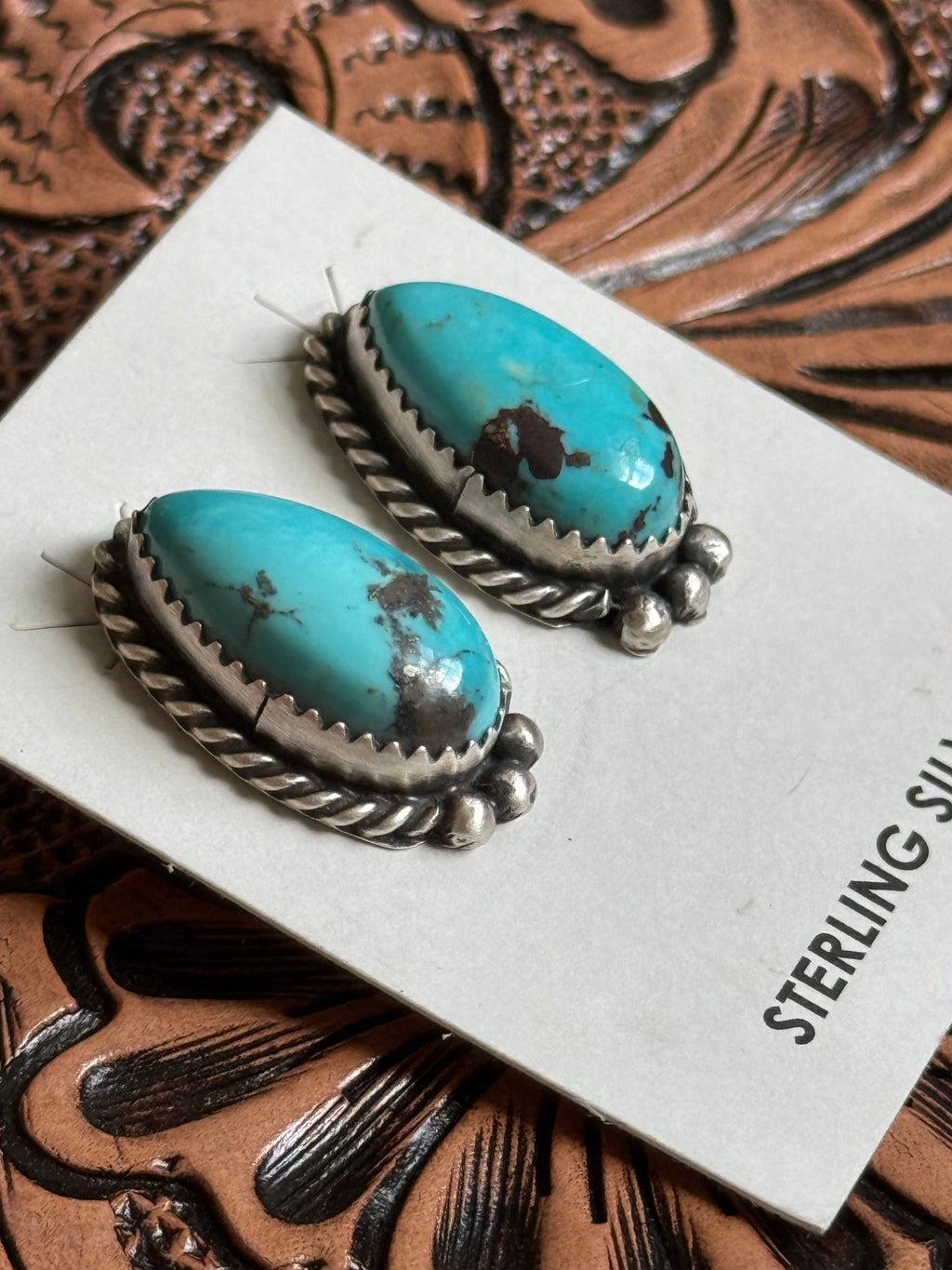 Navajo handmade turquoise stud earrings