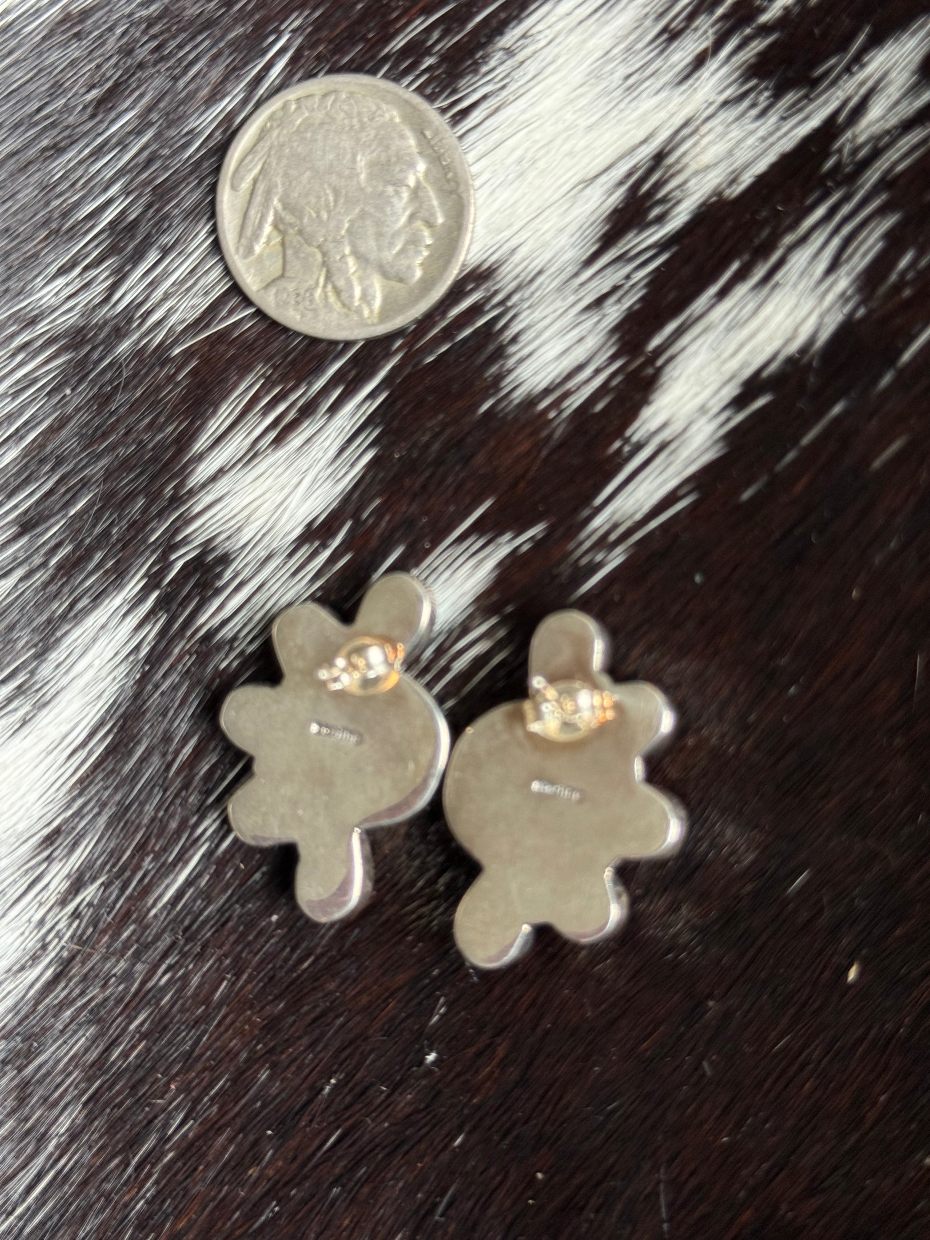 Turquoise half cluster earrings