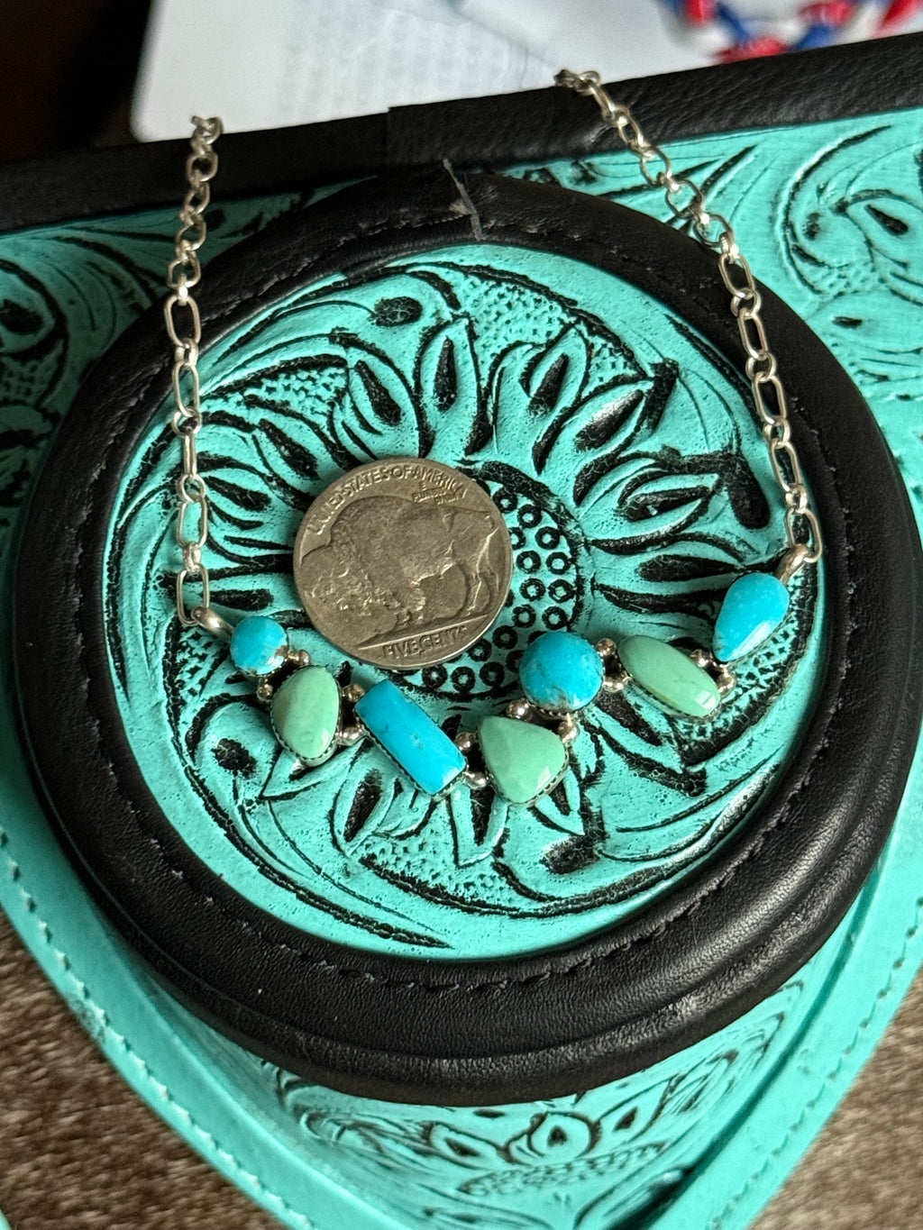 Native made 18” turquoise necklace
