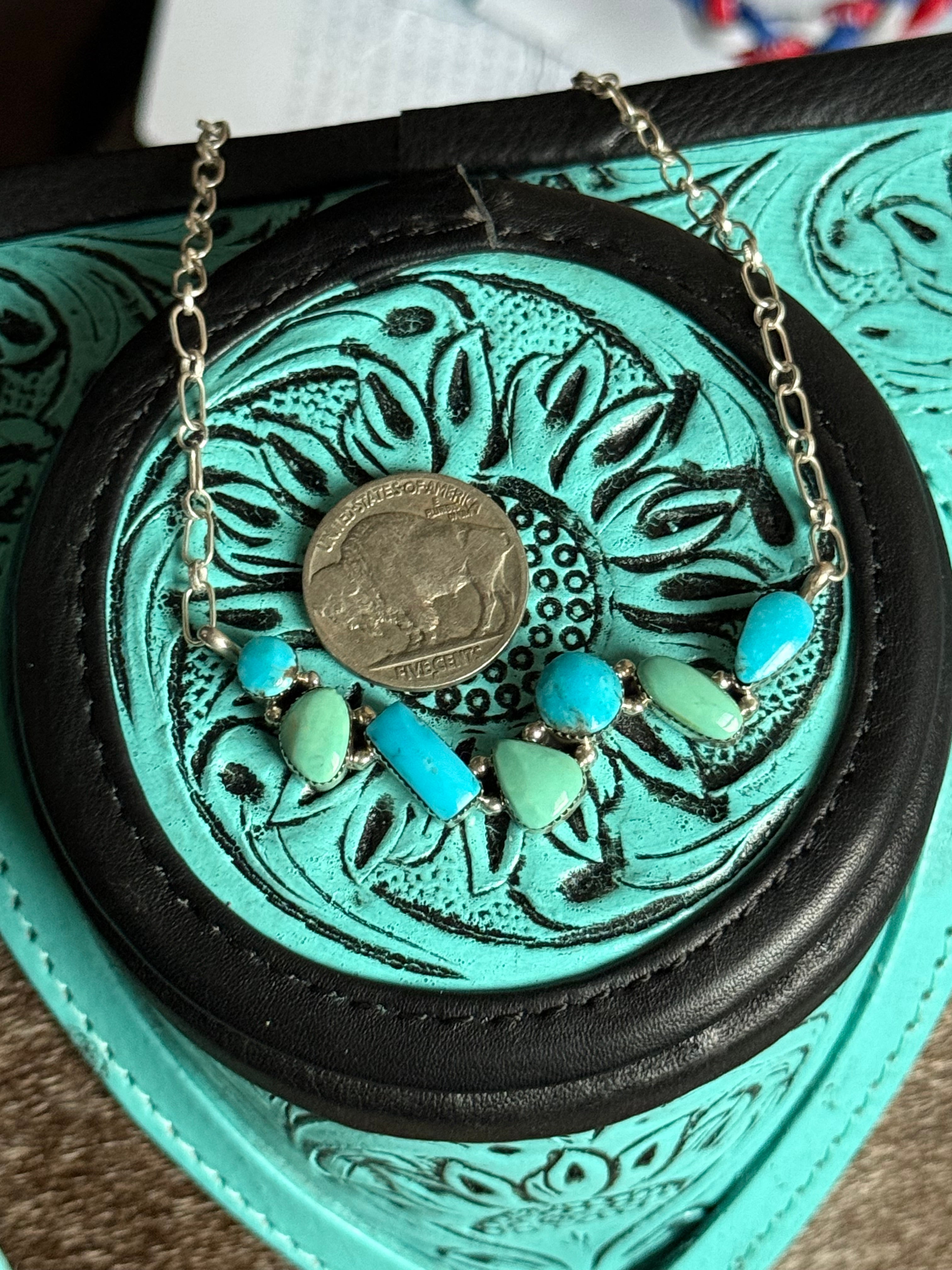 Native made 18” turquoise necklace