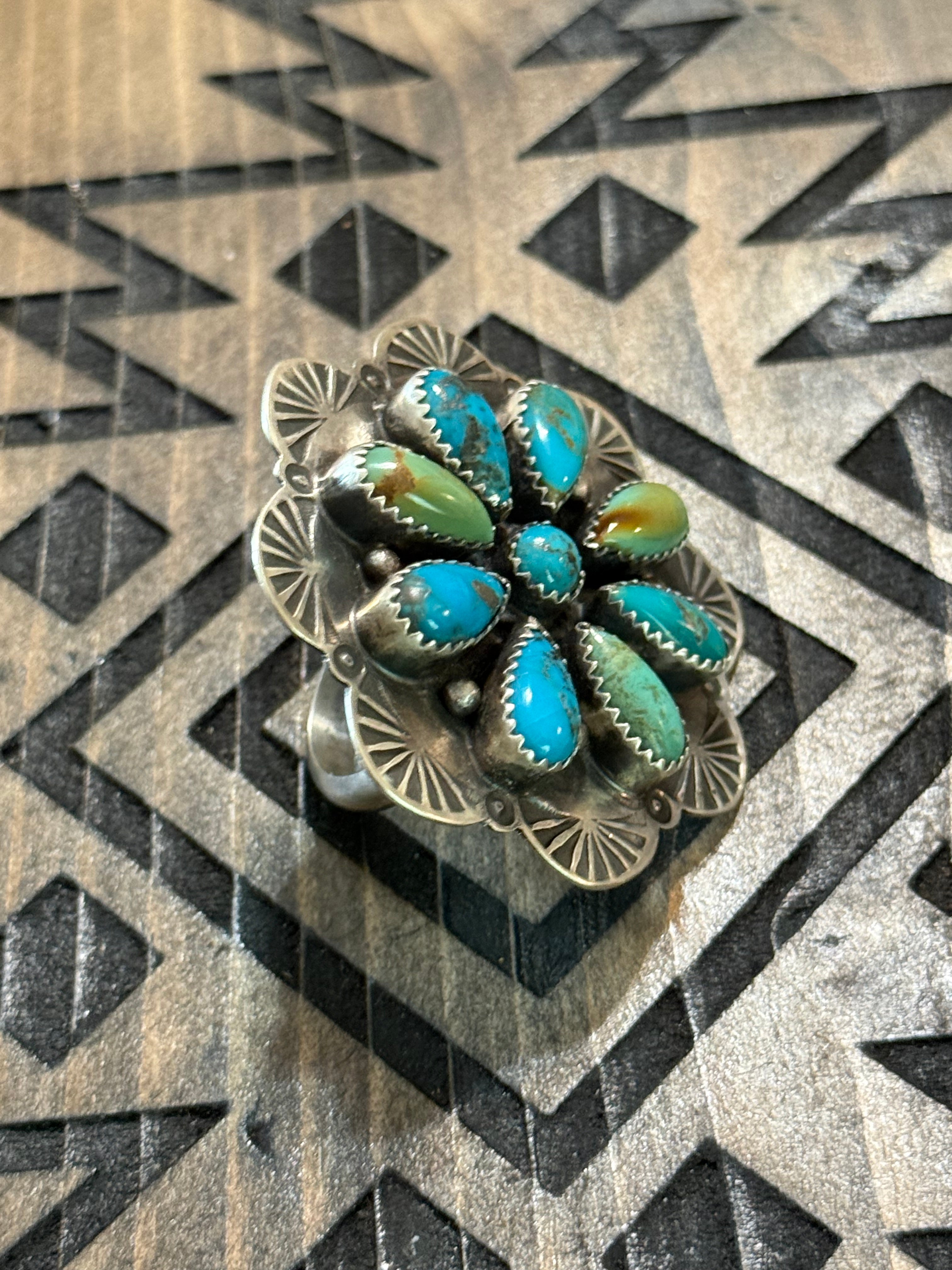 Kee J turquoise cluster ring
