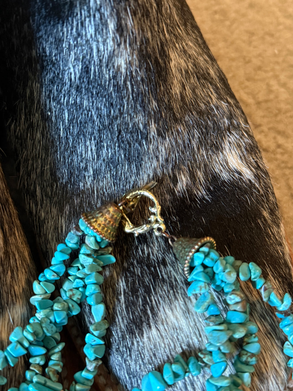Turquoise chip multi strand necklace