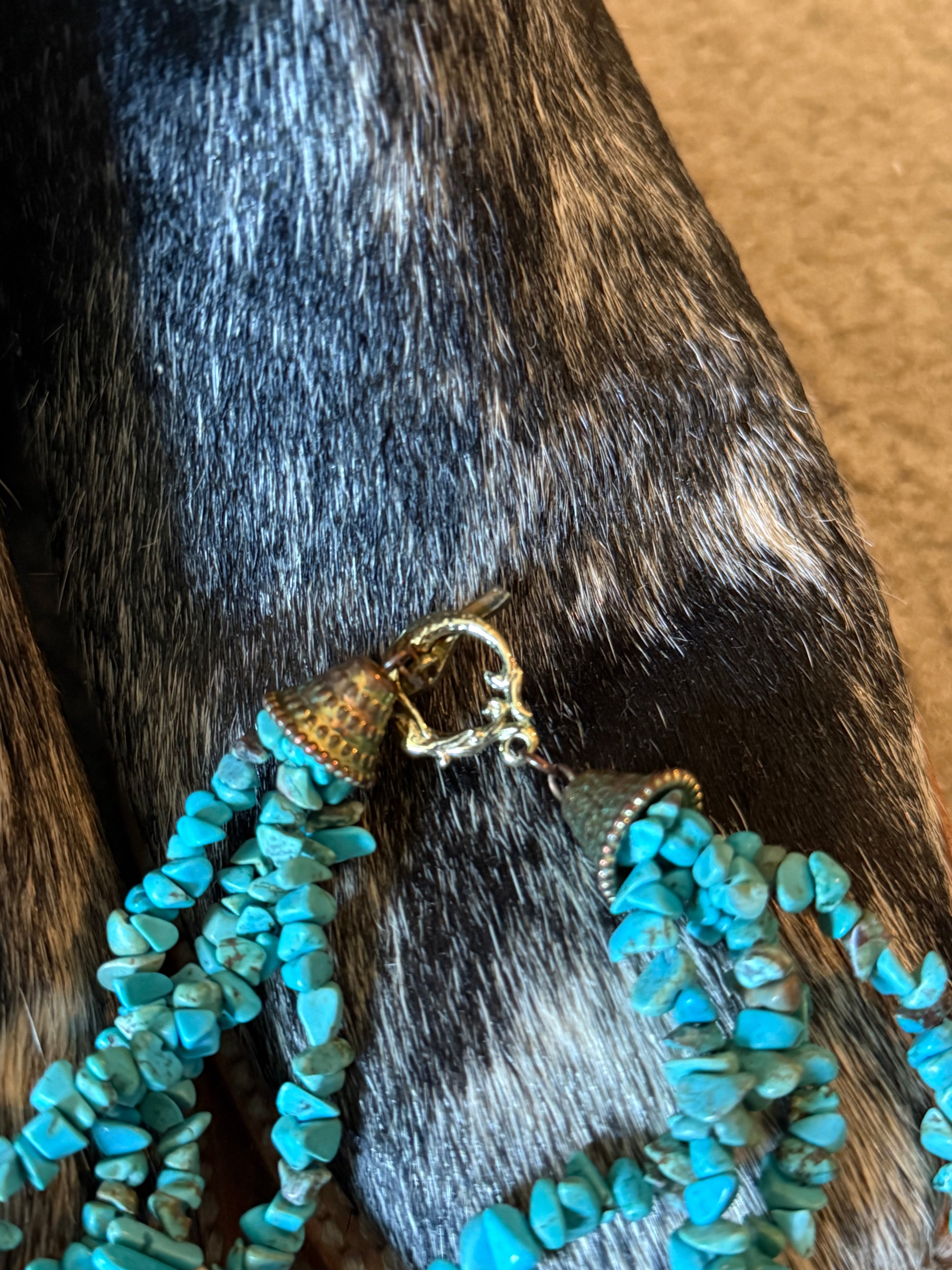 Turquoise chip multi strand necklace