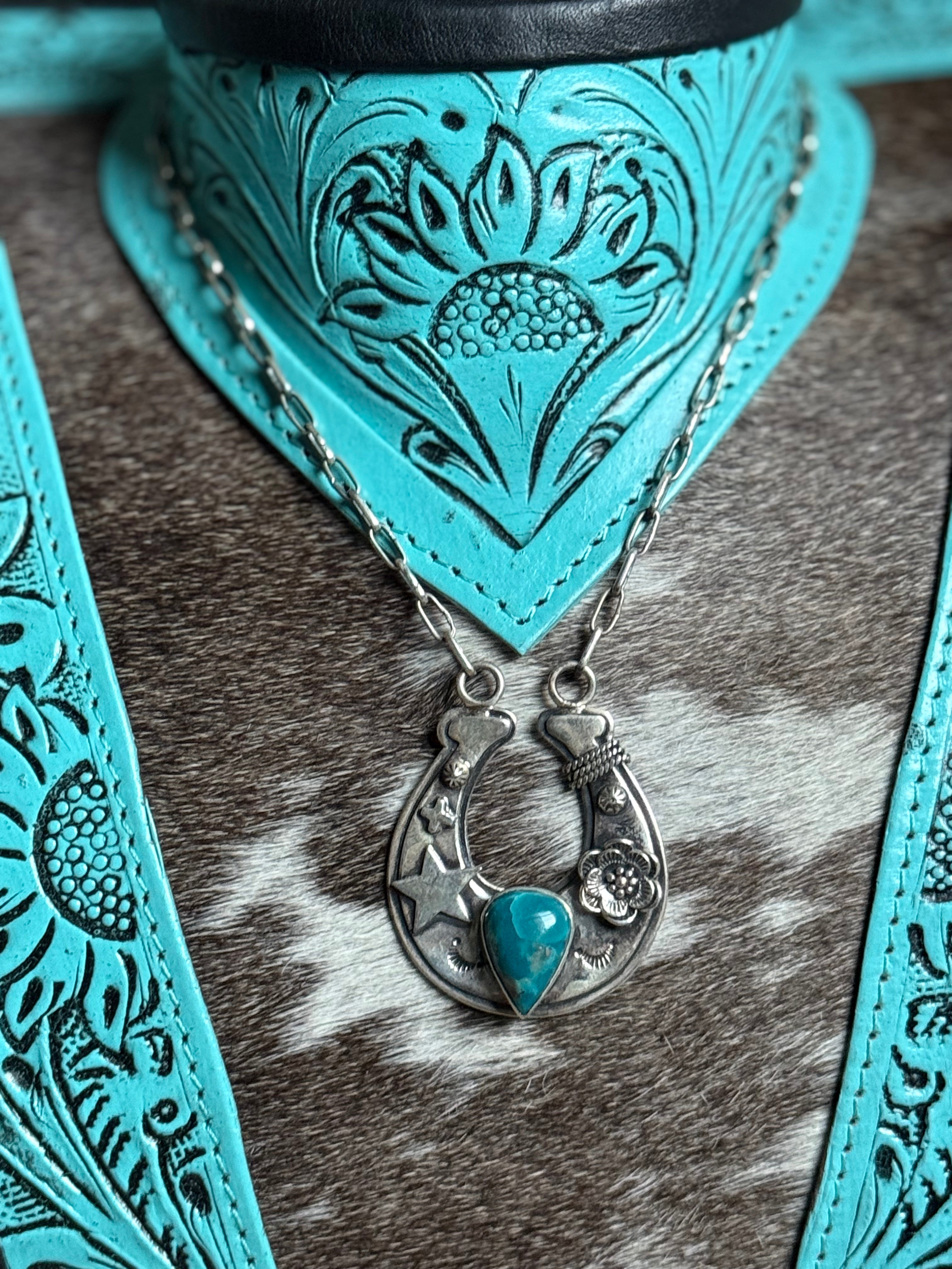 Turquoise horseshoe necklace