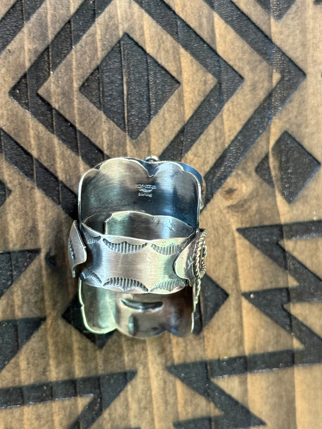 Native American Tim Yazzie turquoise saddle ring with turquoise heart