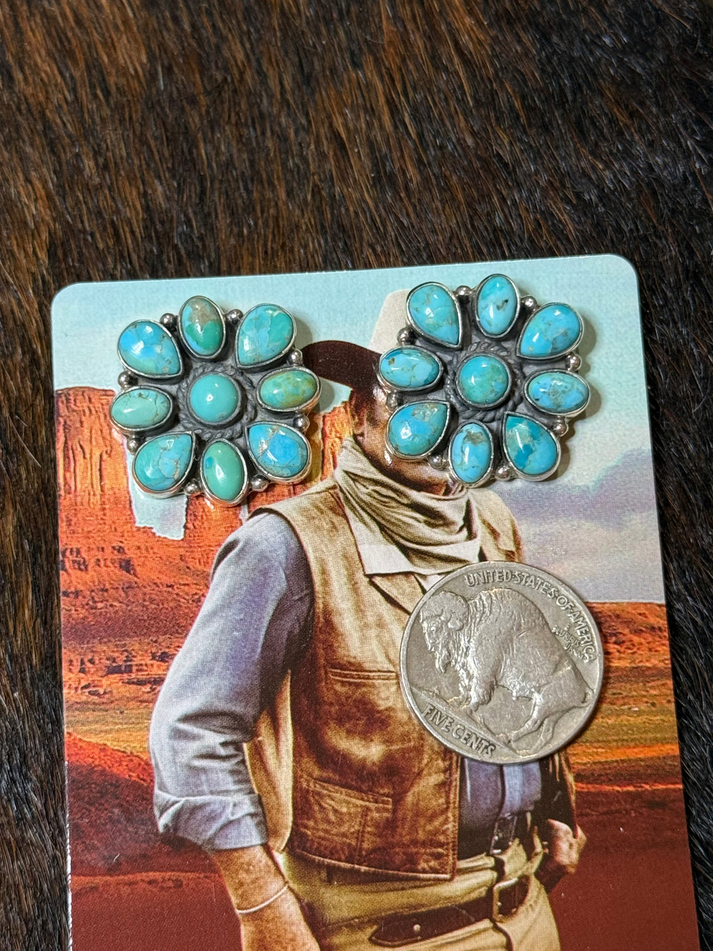 Turquoise cluster earrings
