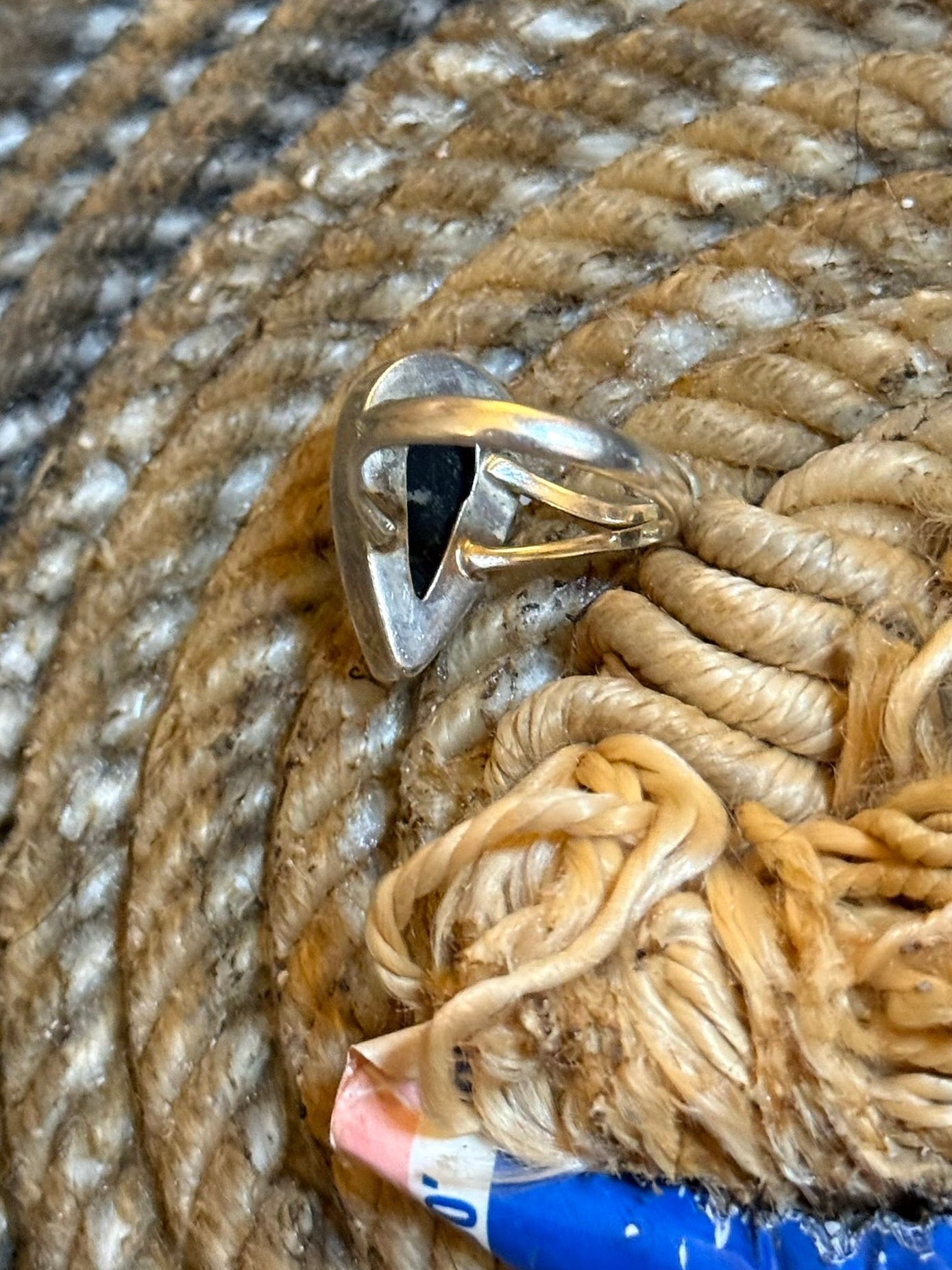Black obsidian teardrop ring