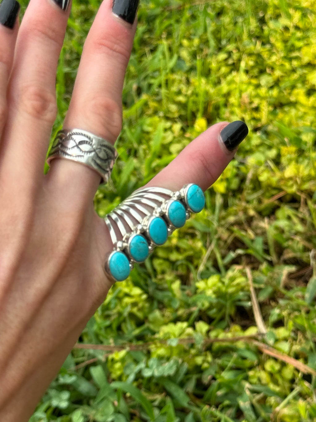 T. Yazzie 5 stone turquoise ring