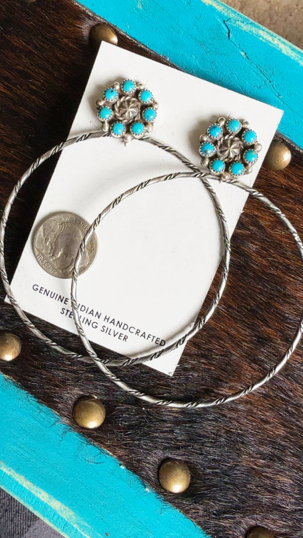 Native American turquoise hoops/bangles/pendants