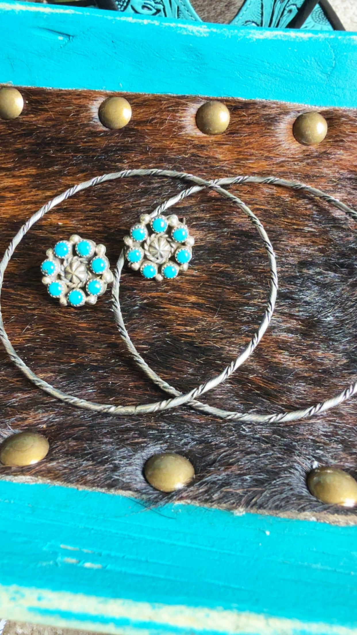 Native American turquoise hoops/bangles/pendants