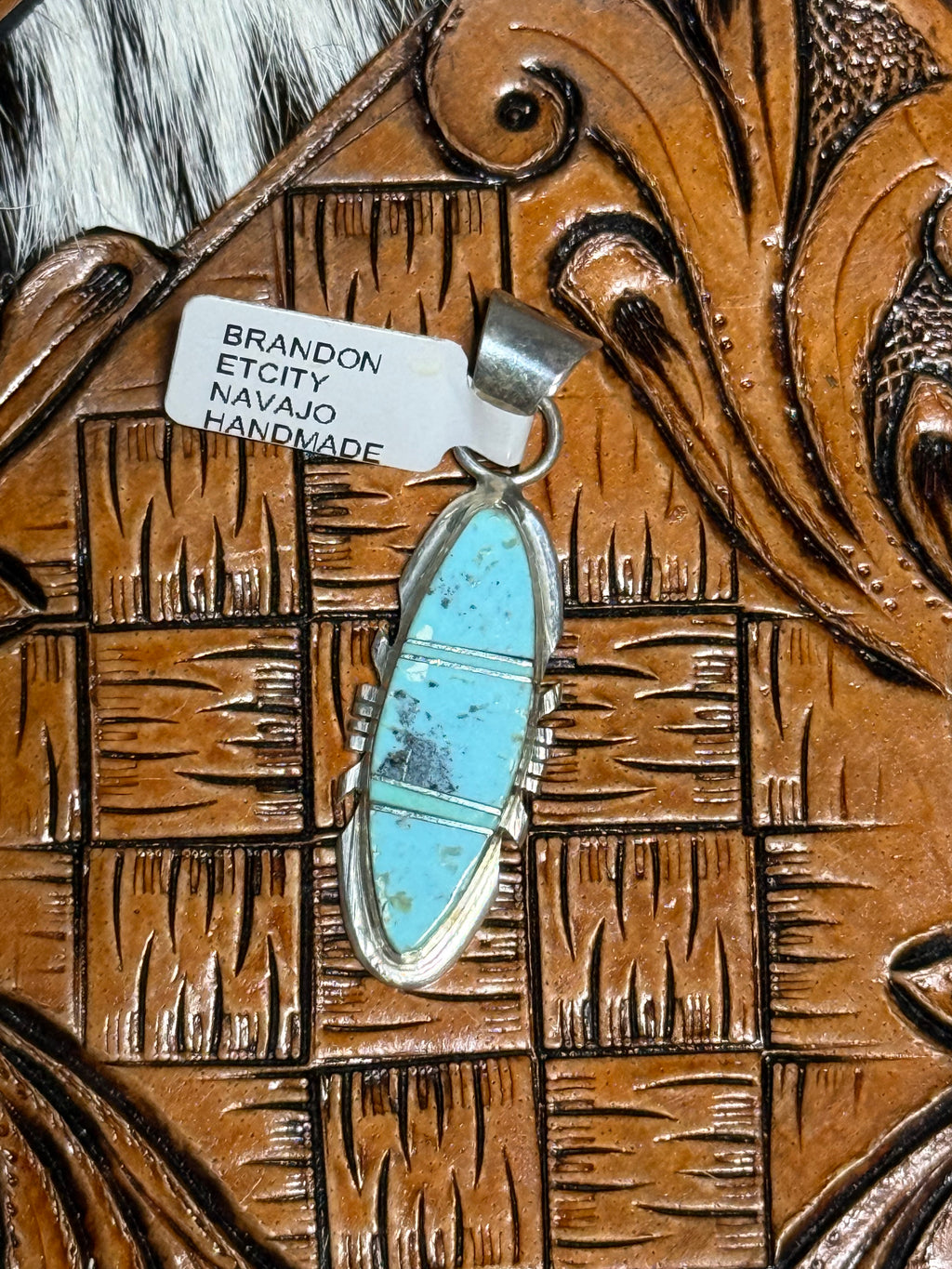 Navajo turquoise inlay pendant
