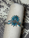 Turquoise needlepoint sterling silver sweater cuff