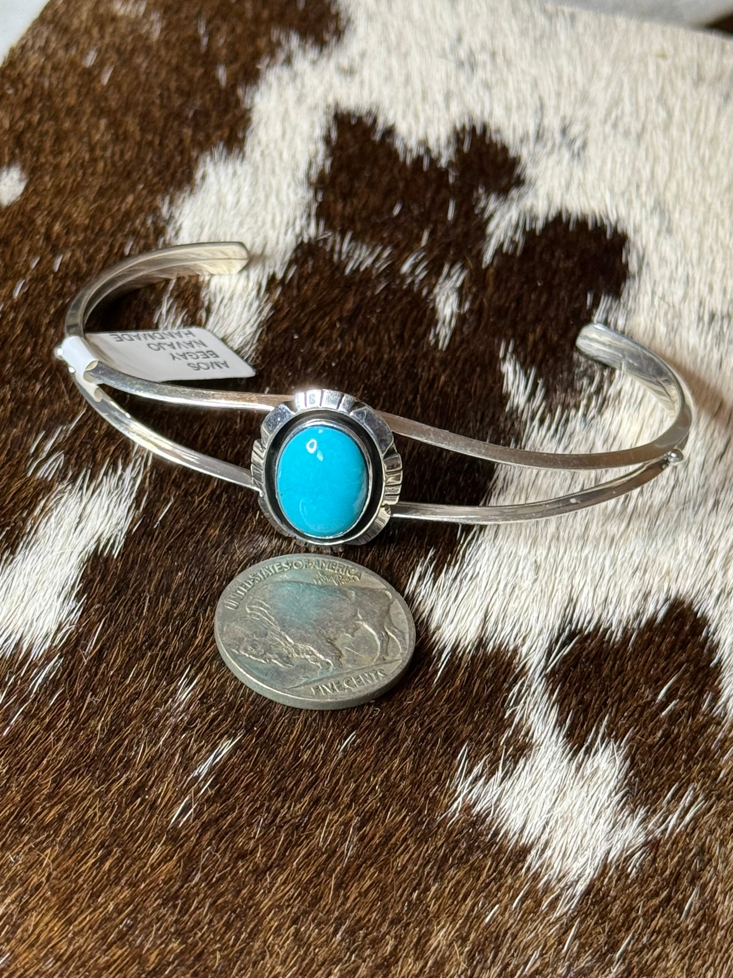 Amos Begay Navajo Kingman turquoise cuff