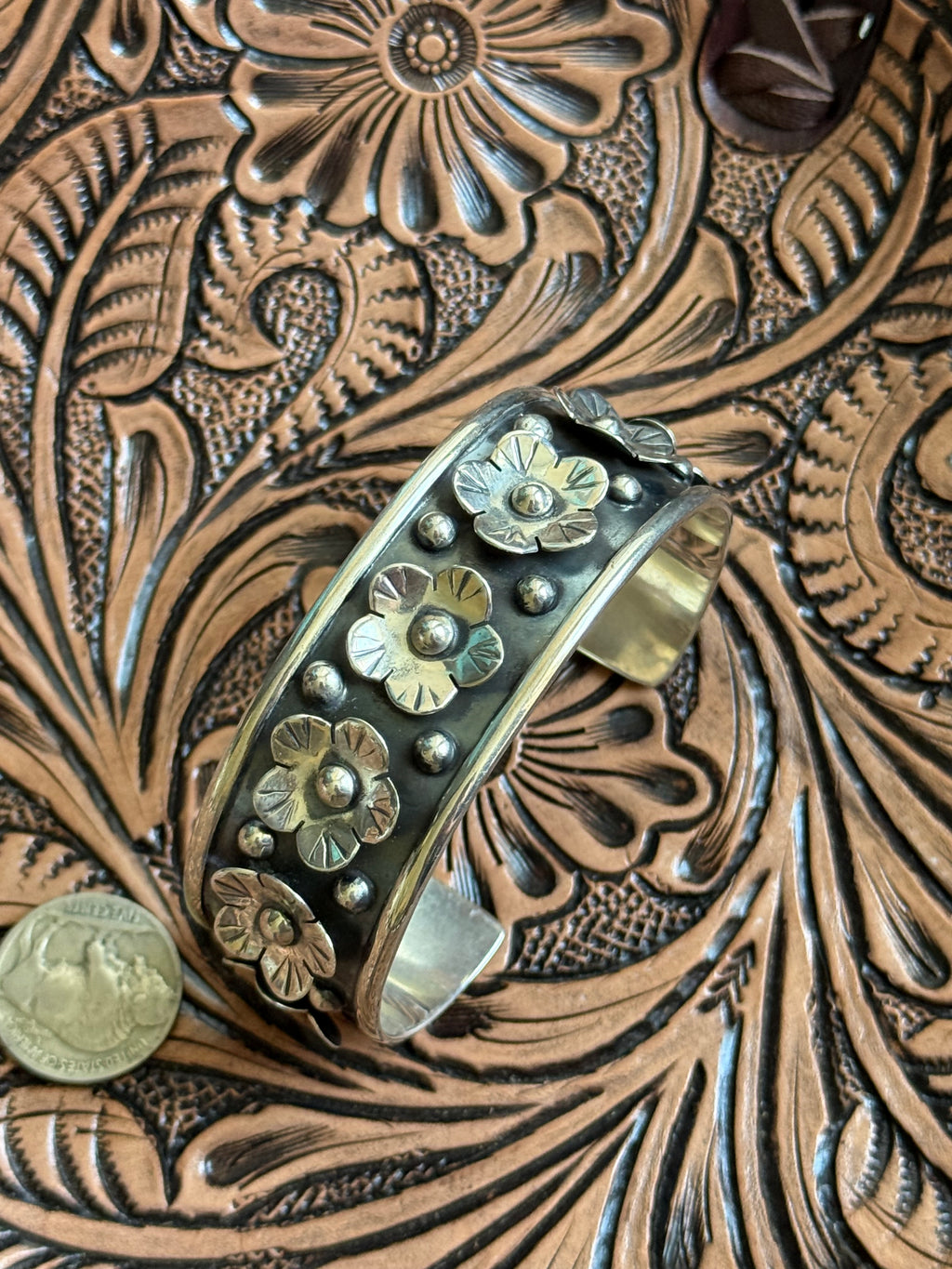 Taxco flower cuff bracelet