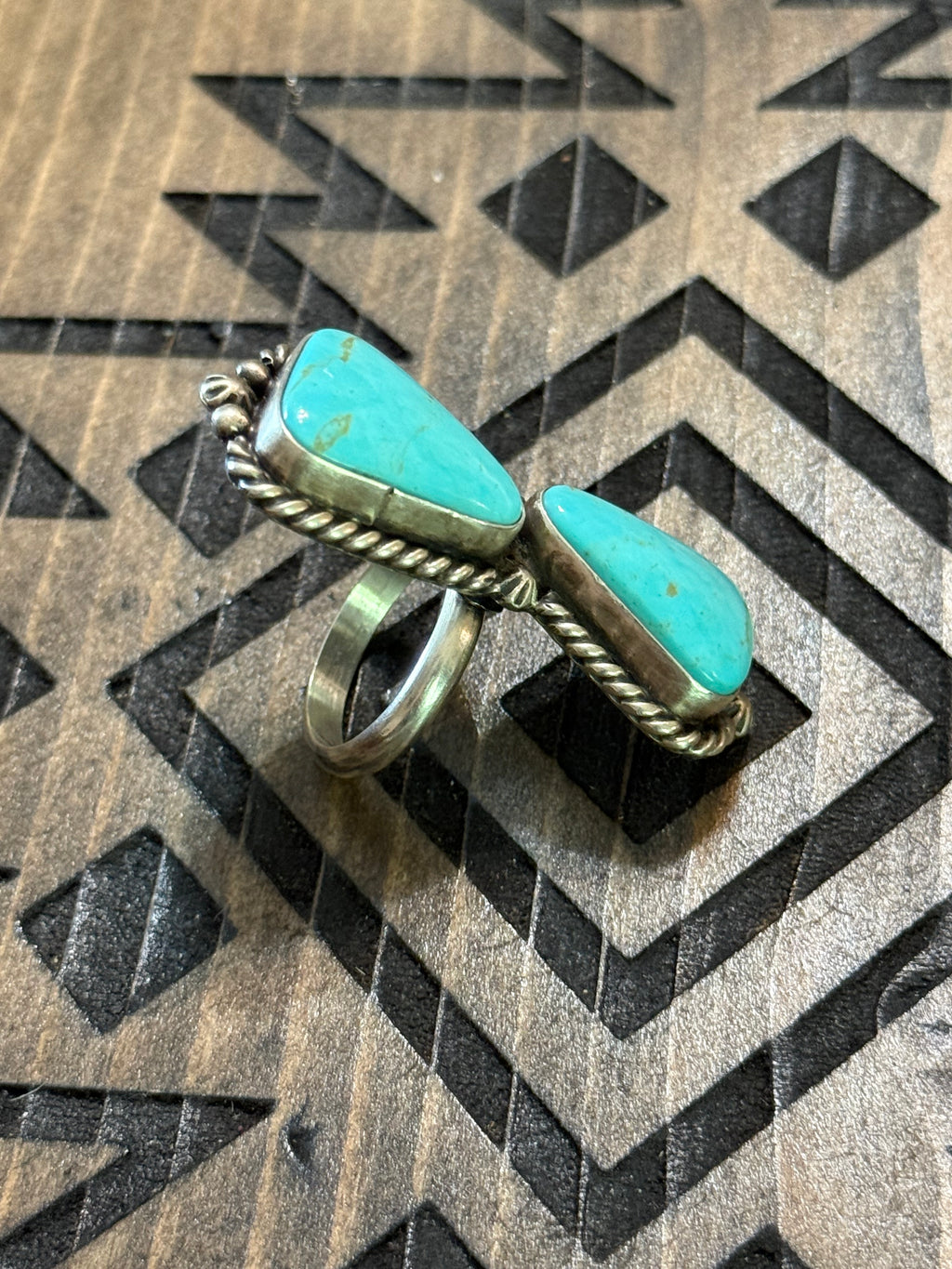 Native Eugene Belone turquoise adjustable ring