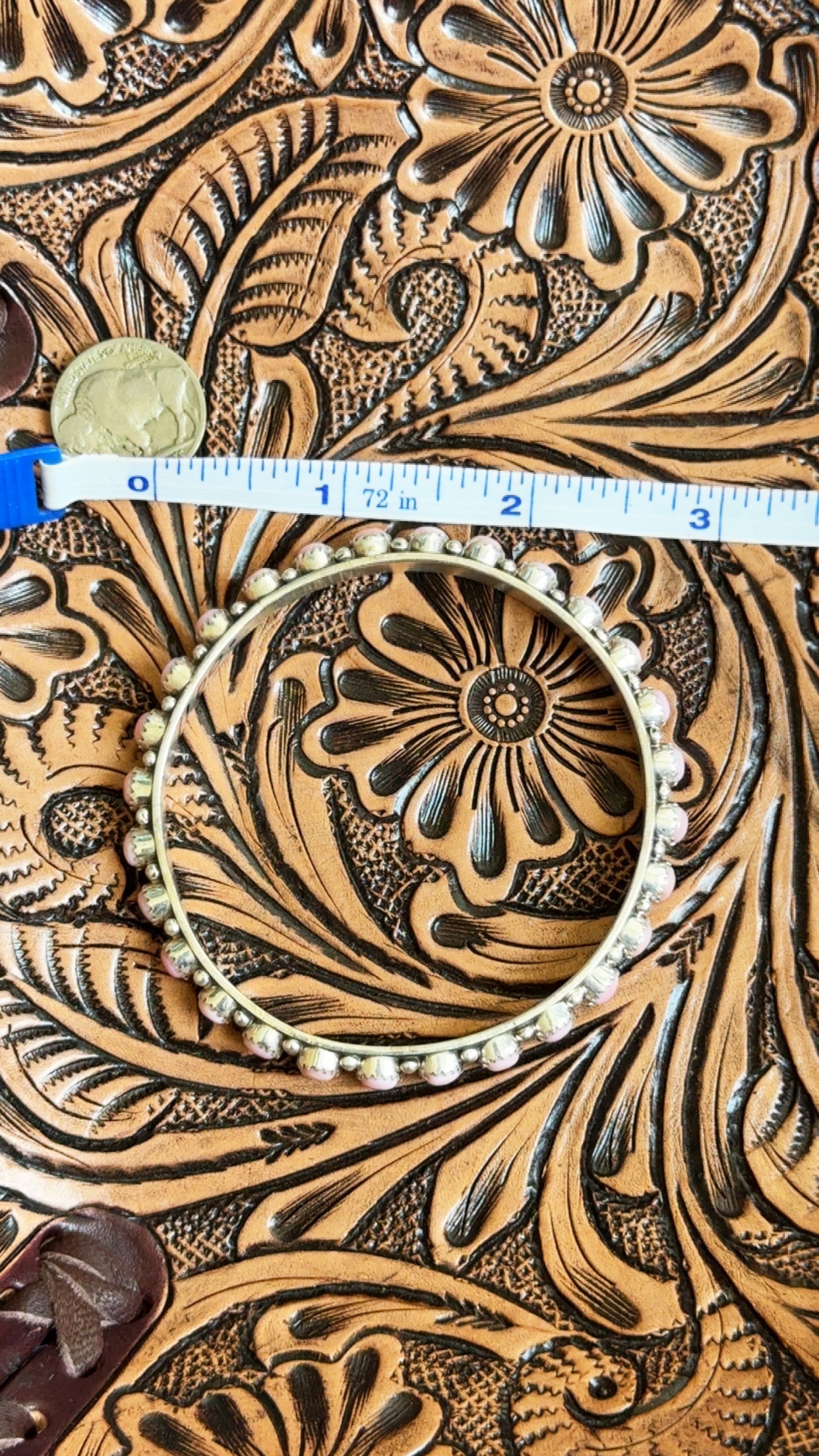 Native pink conch bangle