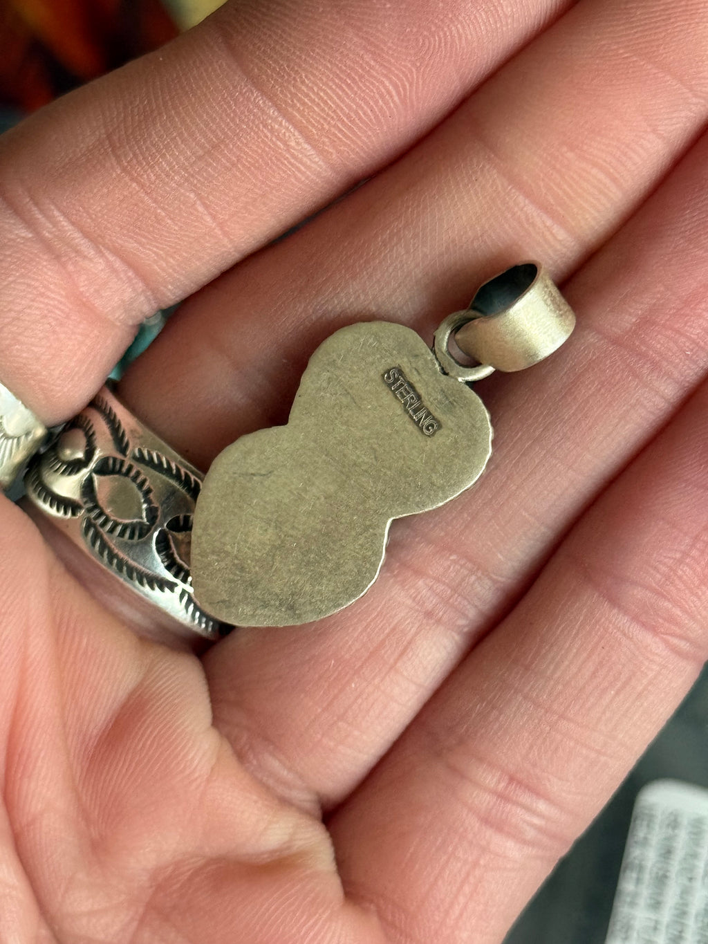 White water turquoise two heart pendant